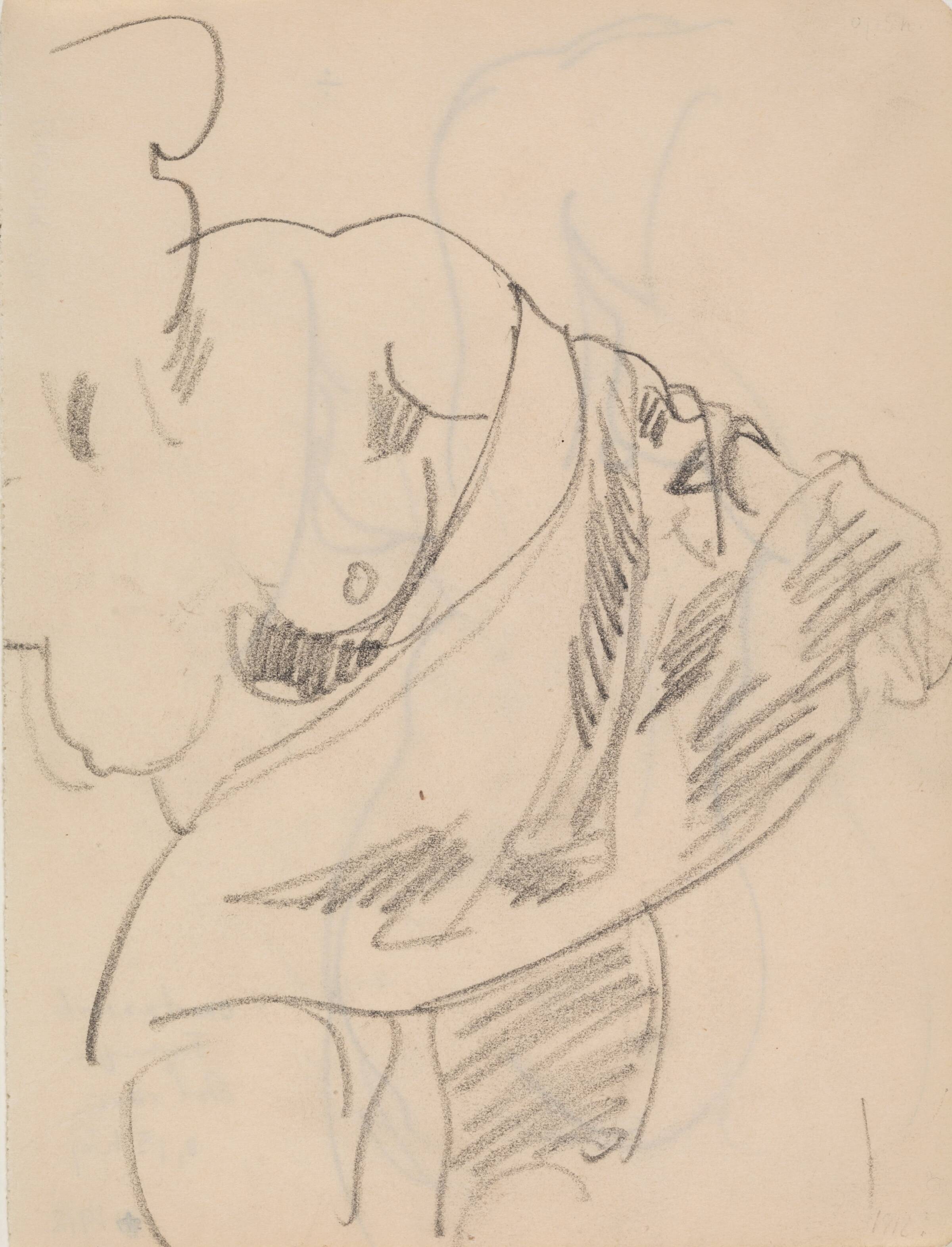 Nøgen kvinde med draperi, J.A. Jerichau, 1912