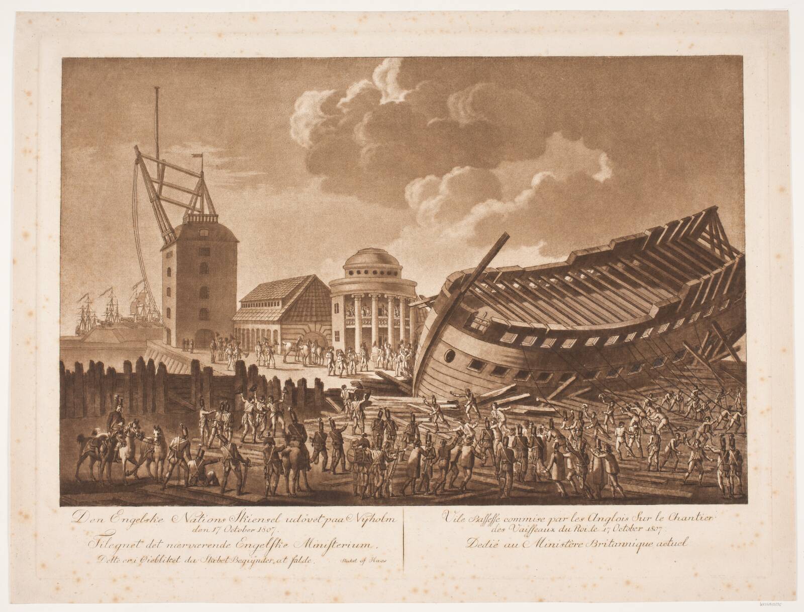 Den engelske nations skændsel udøvet på Nyholm d. 17. oktober 1794, by Georg Haas, 1751-1817