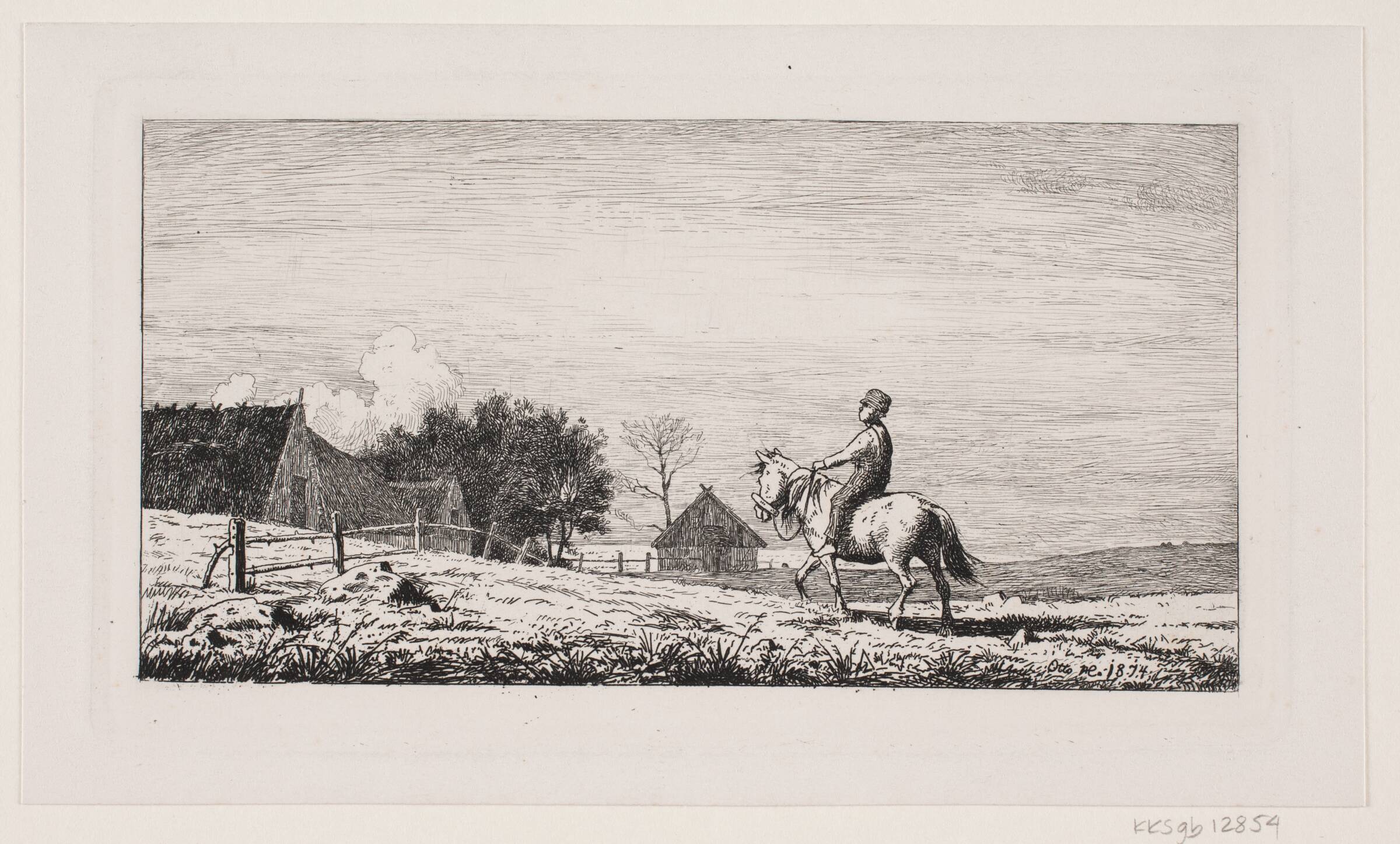 Landskab med ridende bondedreng, Otto Haslund, 1874