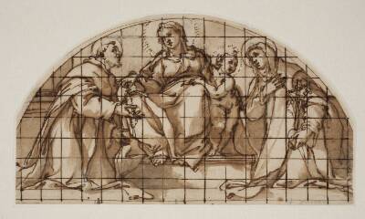 Lunette med Madonna og barn samt Sankt Frans af Assisi og Katarina af Sienna