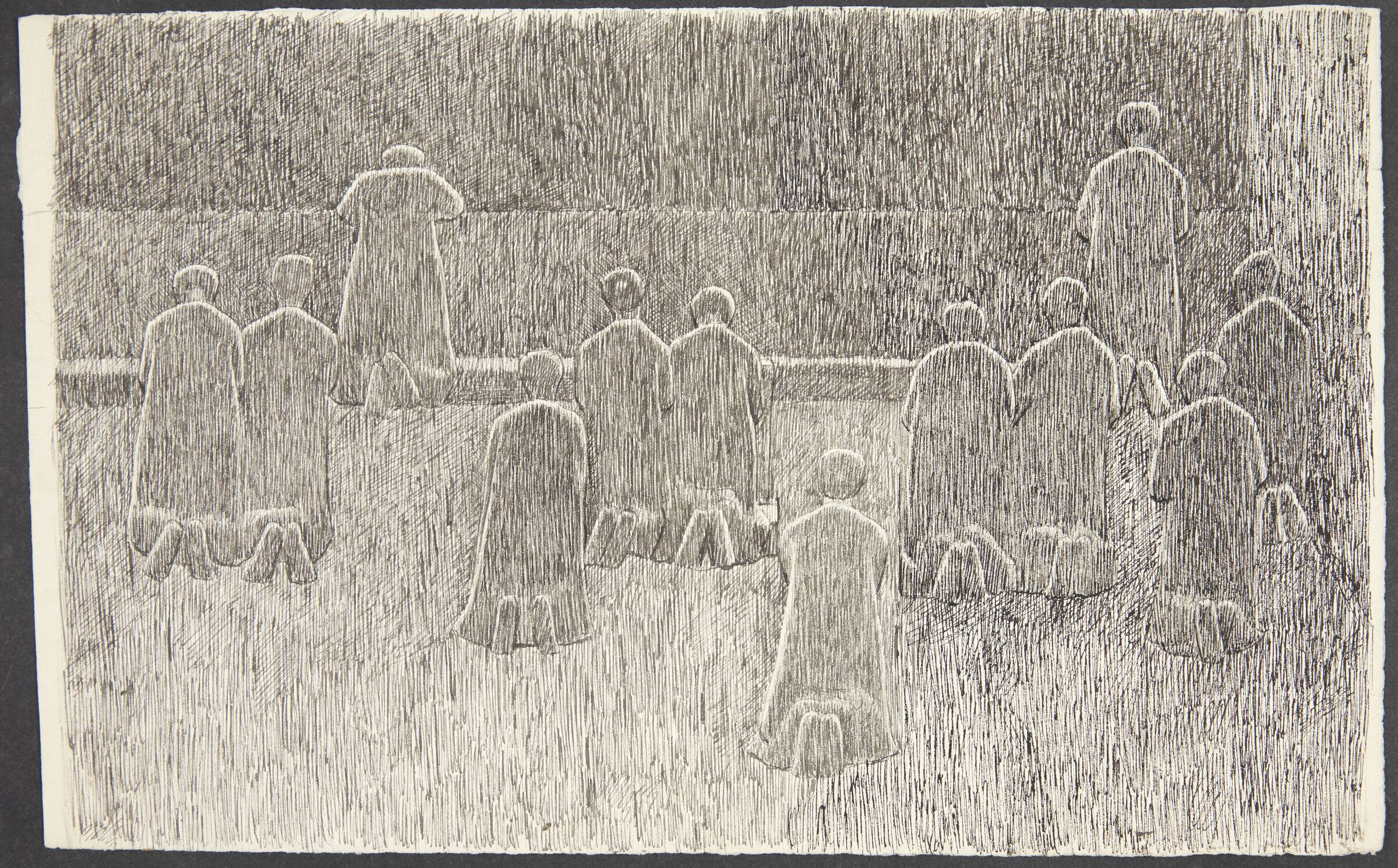 Rygvendte, knælende figurer, Olivia Holm-Møller, 1907