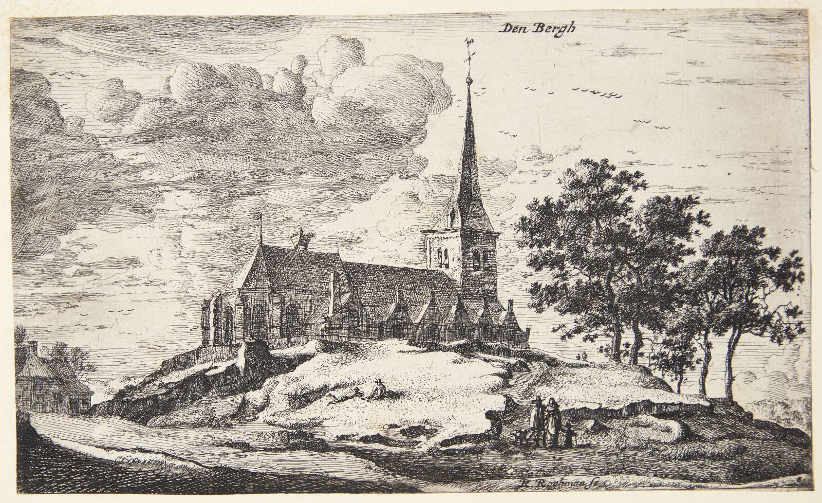 Udsigt mod kirken i Nederhorst den Berg, by Roelant Roghman, 1627-1692