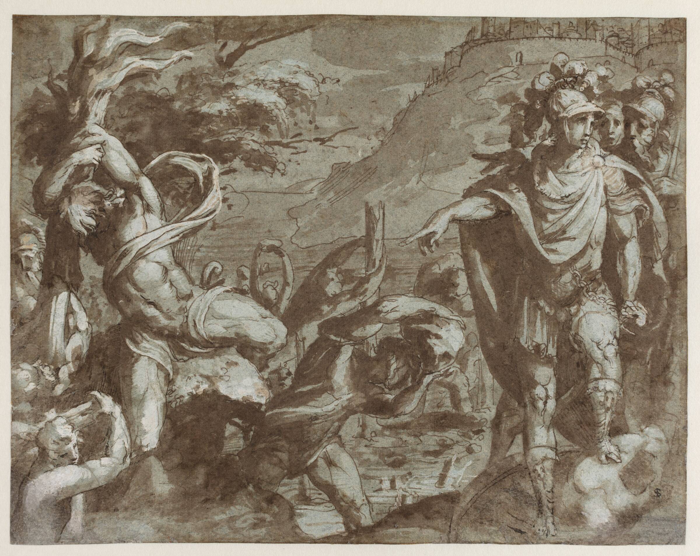 Alexander den Store under erobringen af Thyrus, Marco Pino, 1525-1586