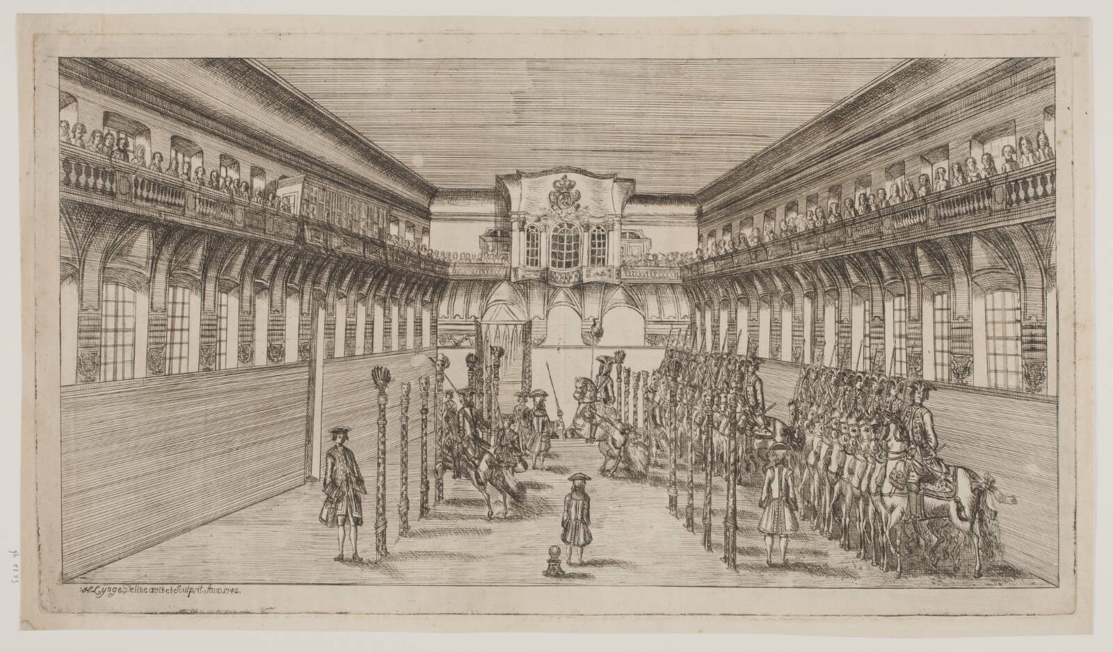 Forestilling i ridekunst, H. Lynge, 1742