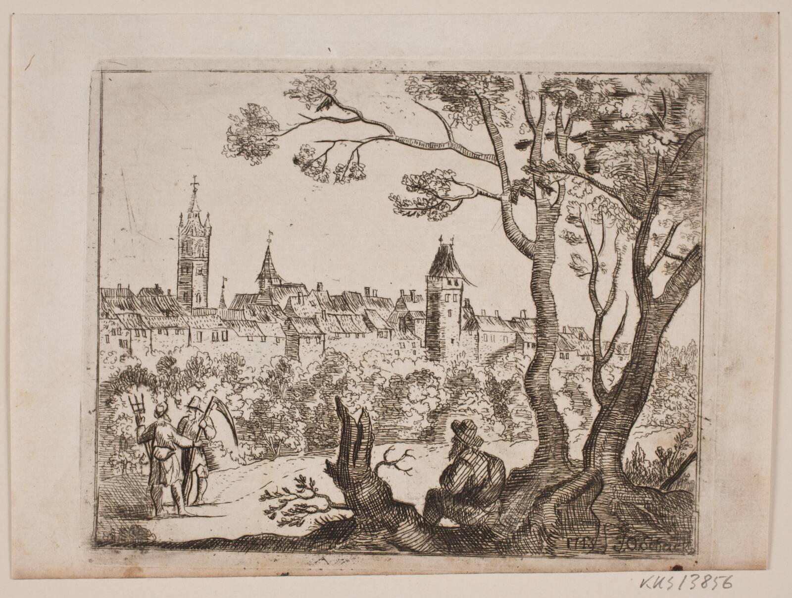 Ved en by, J.O. Schack, 1743