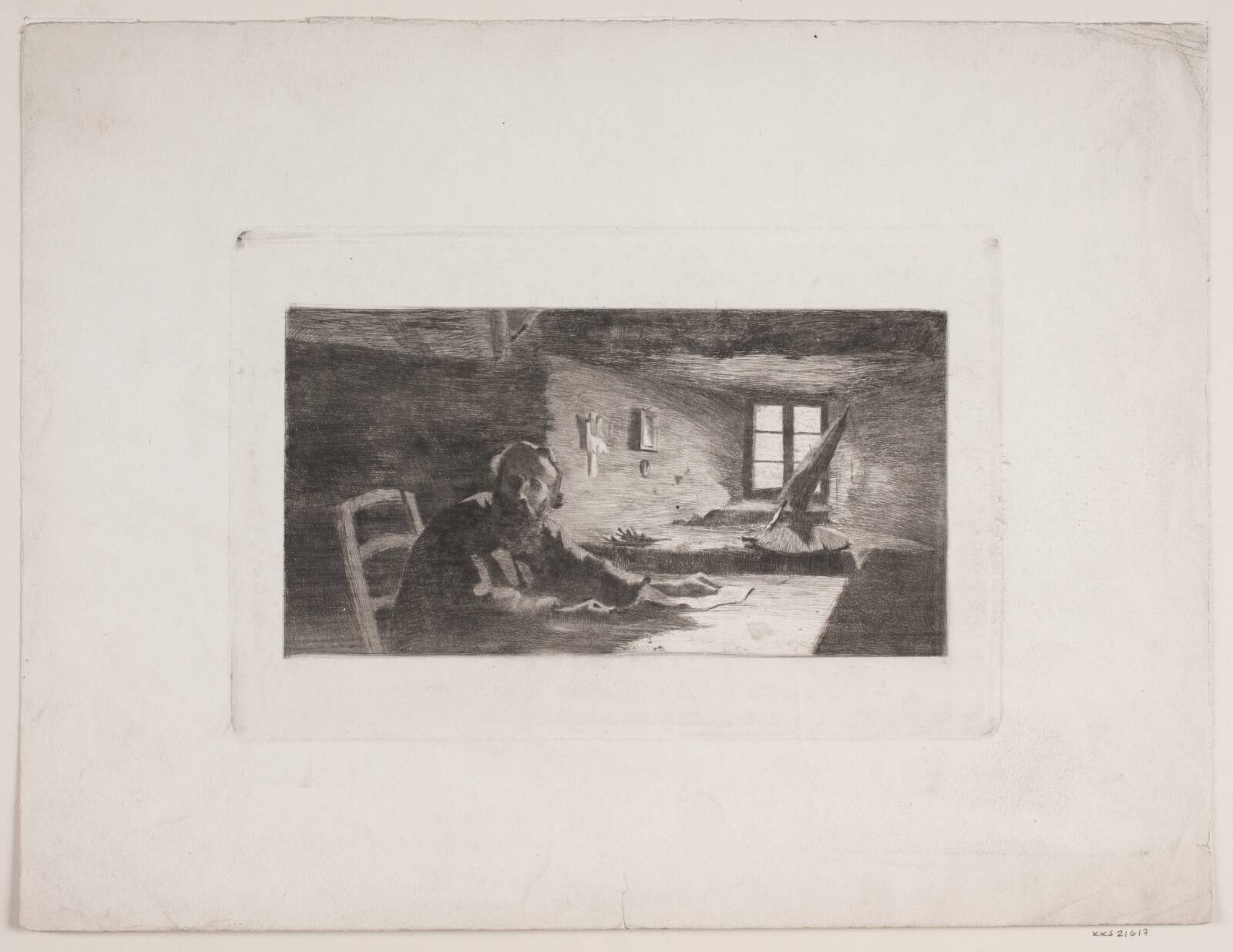 Interiør med gammel mand, Viggo Jastrau, 1885