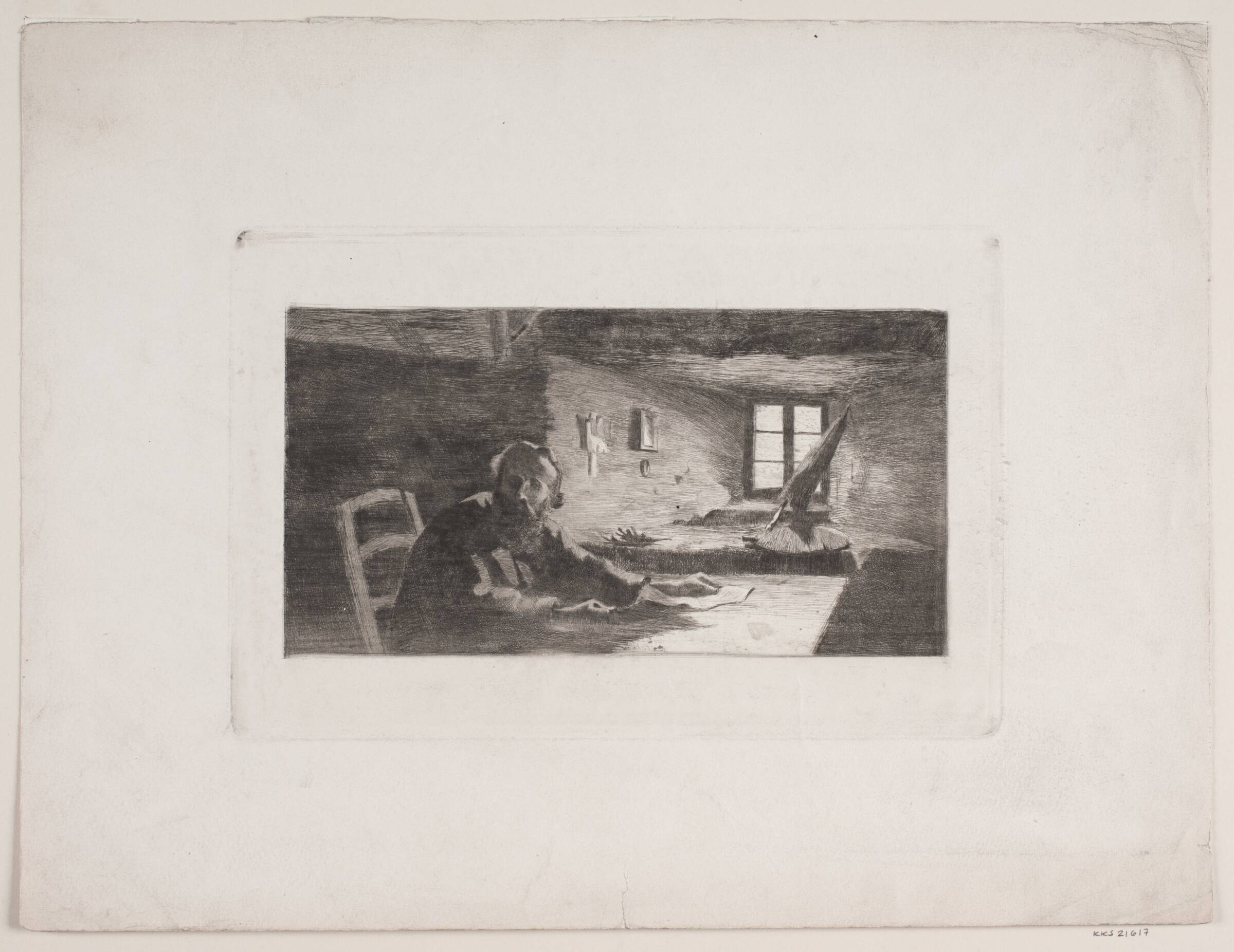 Interiør med gammel mand, Viggo Jastrau, 1885