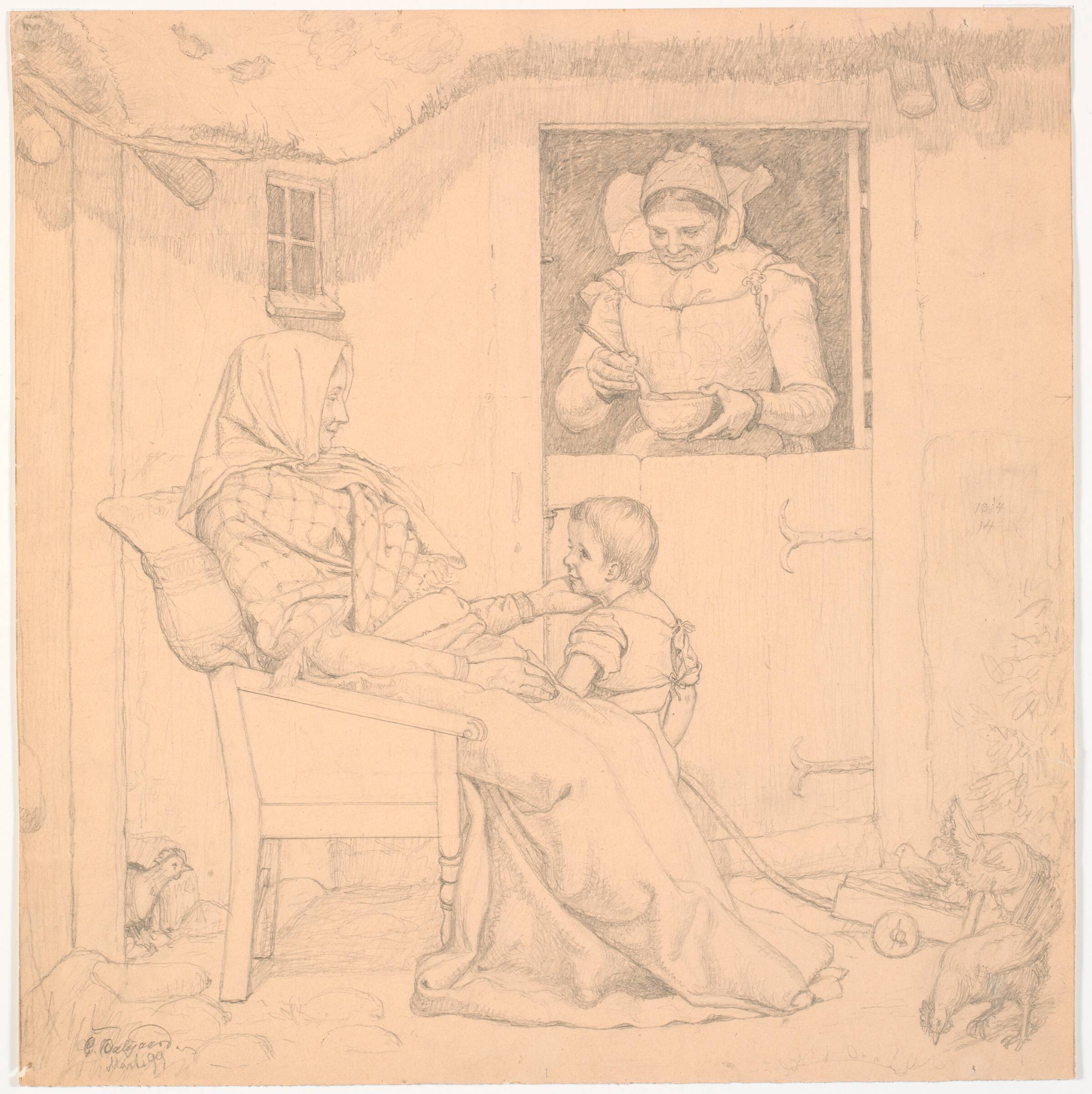 En ung kone som rekonvalescent, Christen Dalsgaard, 1899