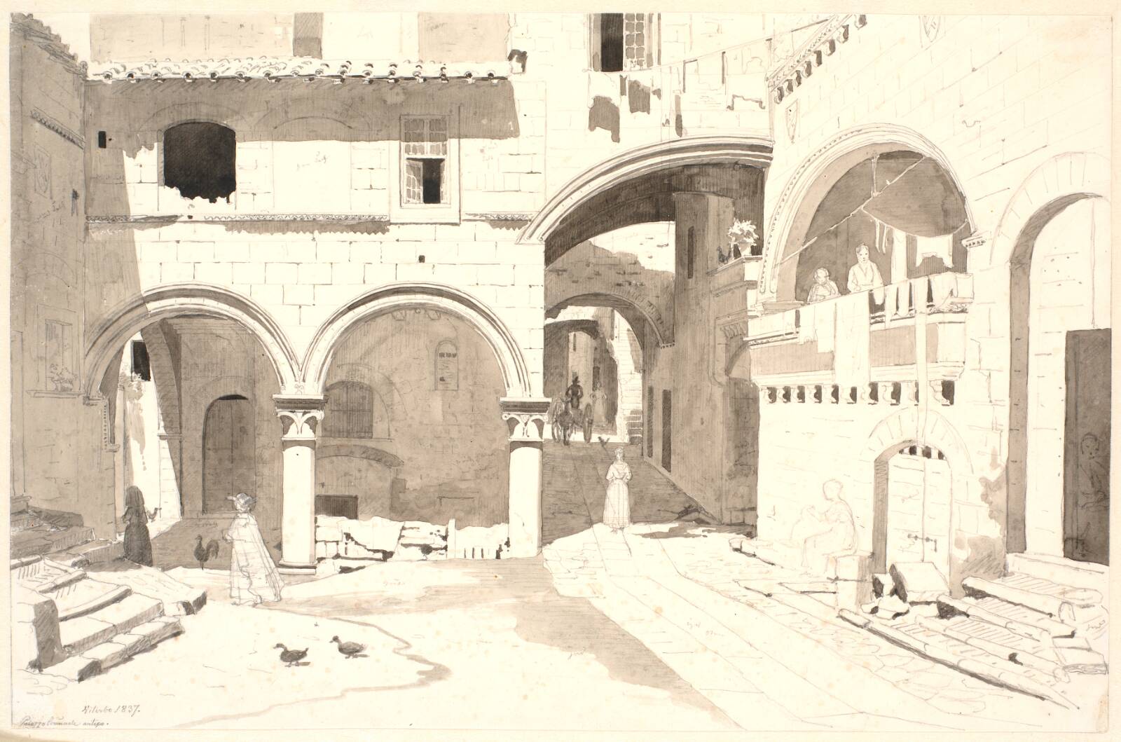 Piazza San Pellegrino, Martinus Rørbye, 1837