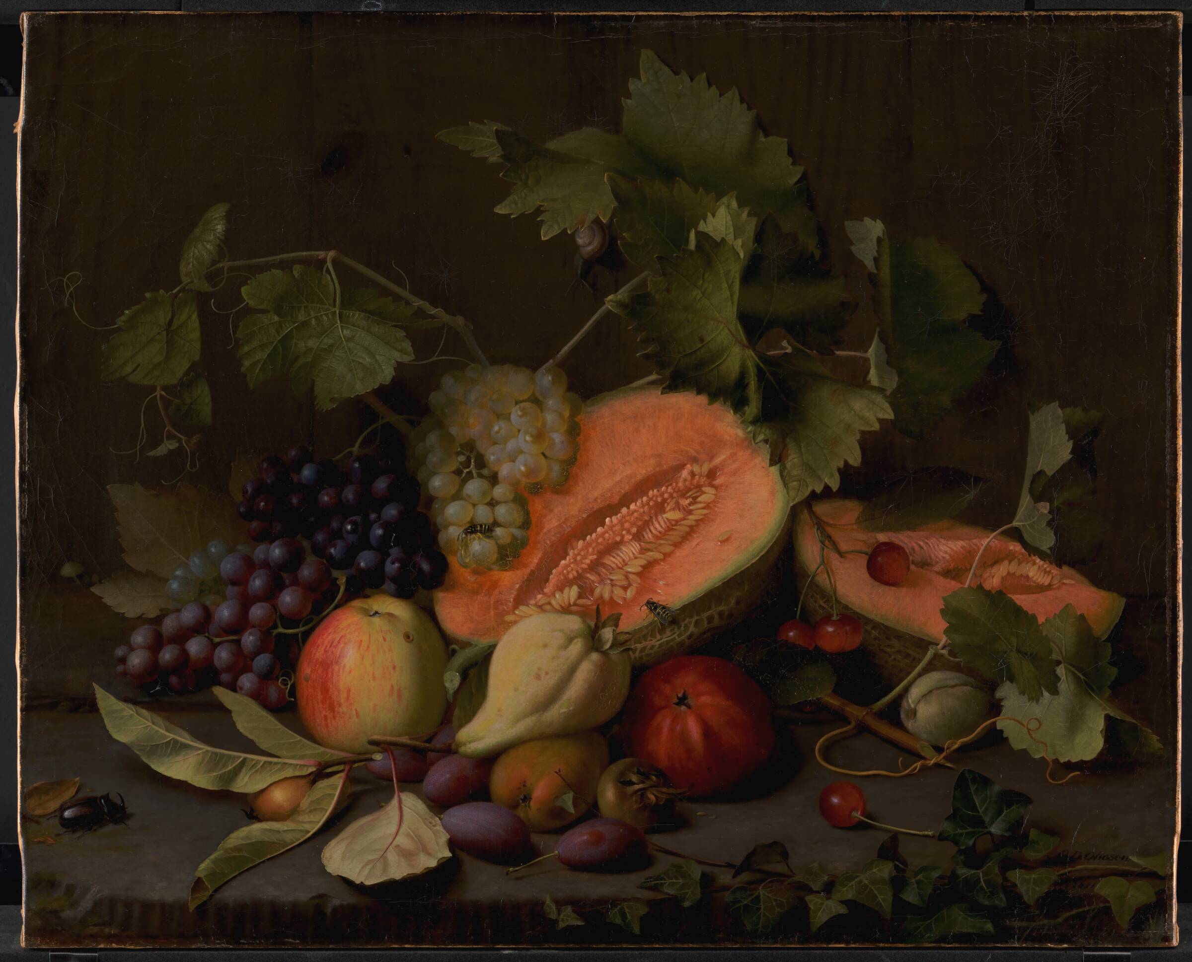 Frugtstykke med meloner og druer, O.D. Ottesen, 1851