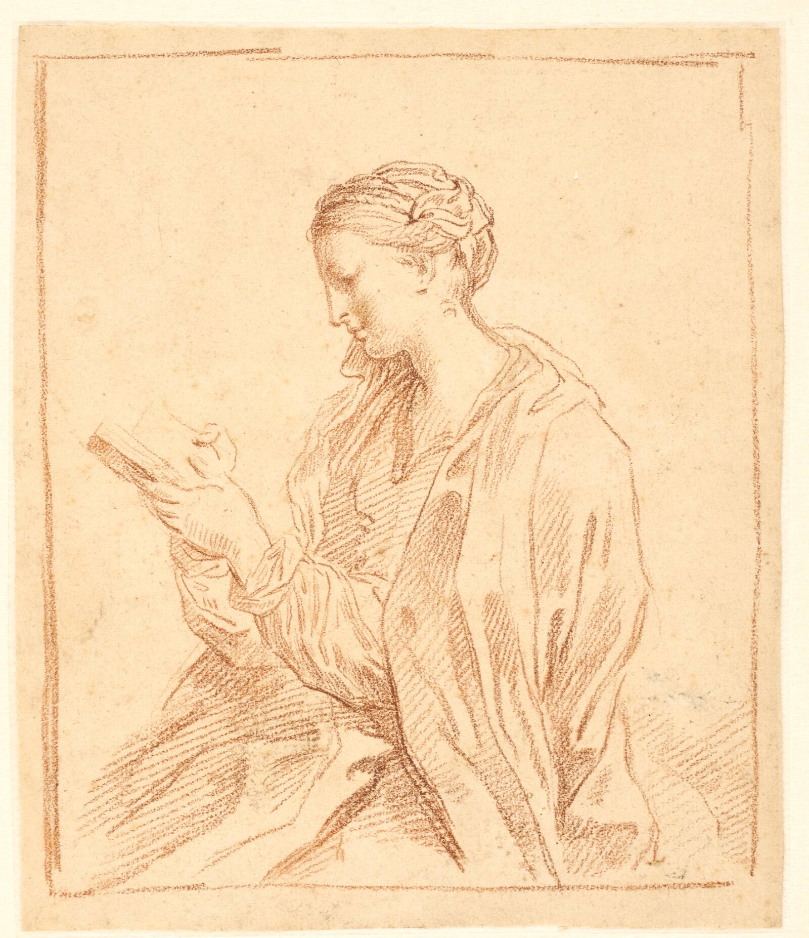 Læsende kvinde, profil mod venstre, Ubekendt, 1625-1715