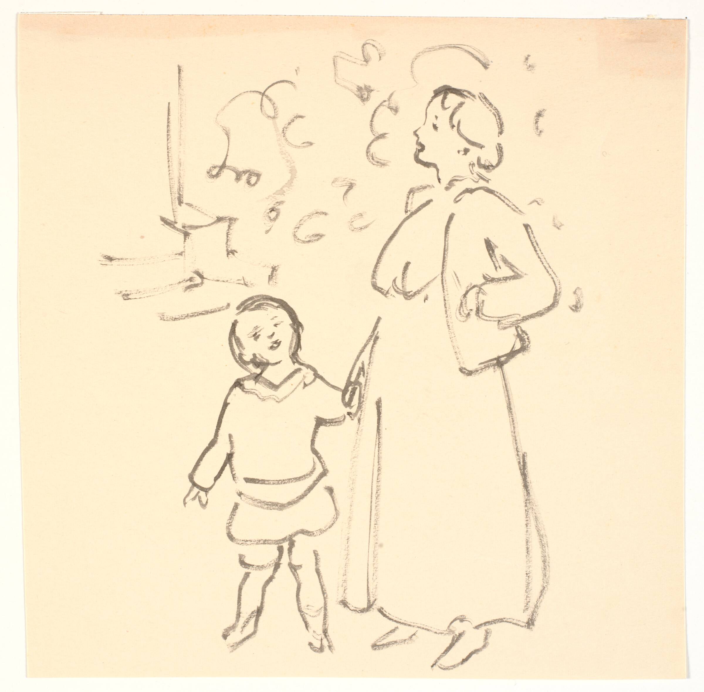 Dame med et barn ved hånden, Ludvig Find, 1869-1945