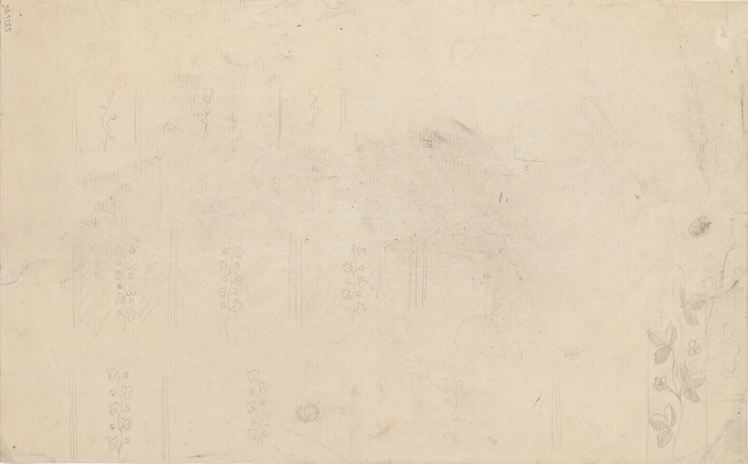 Blyantsrids af dekorative bladranker, Joakim Skovgaard, 1856-1933