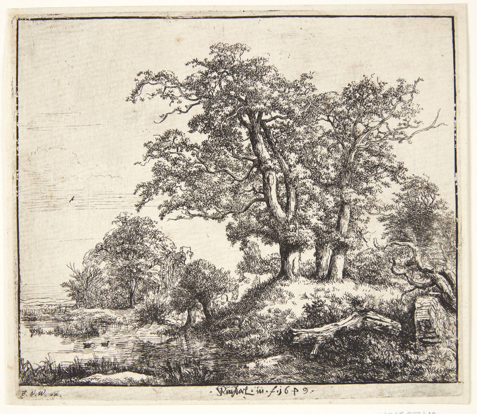 Tre egetræer, Jacob Isaacksz. van Ruisdael, 1649