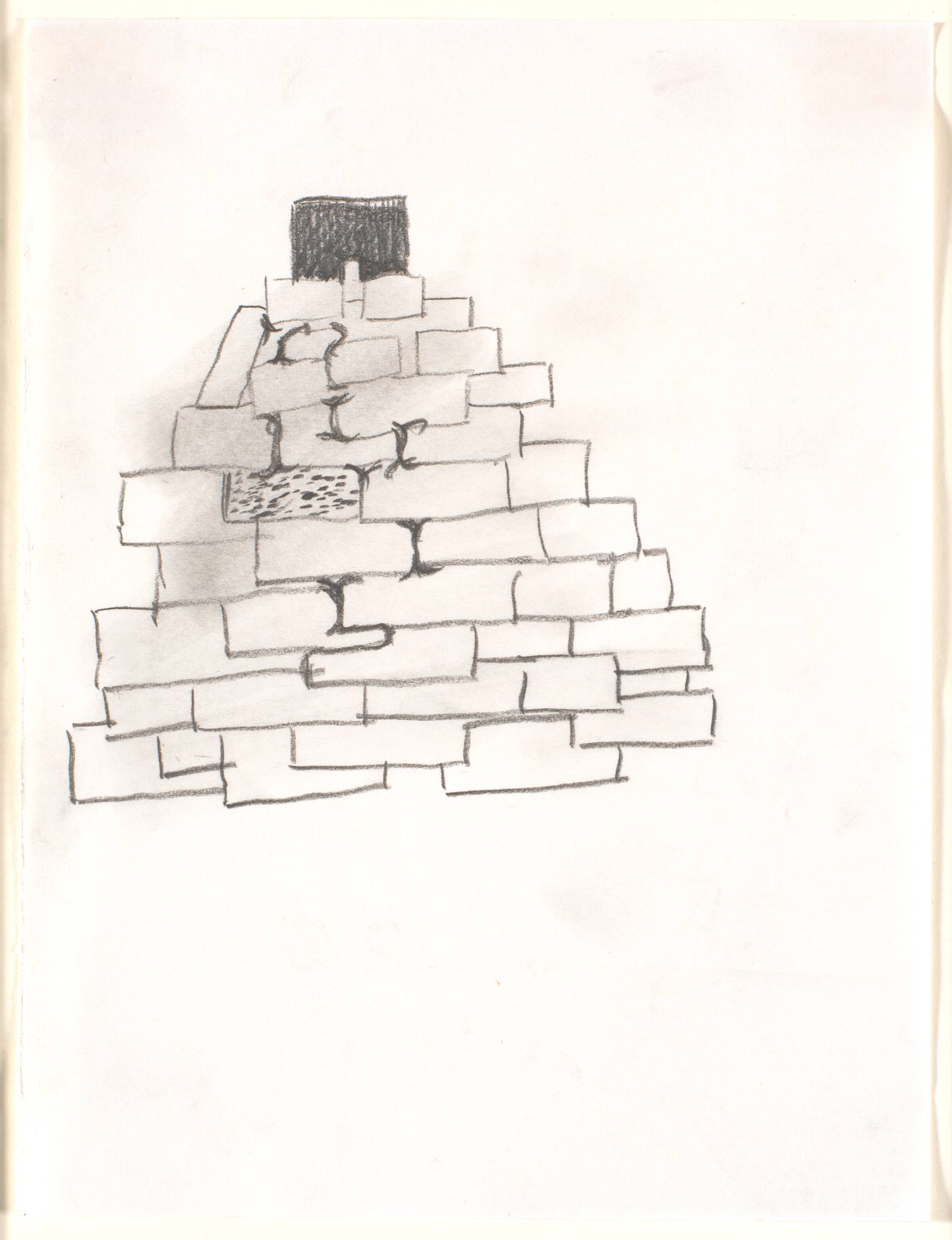 Udkast til skulptur; objektgruppe til skulpturudstilling i Eventyrhaven, Odense, Dorte Dahlin, 1984