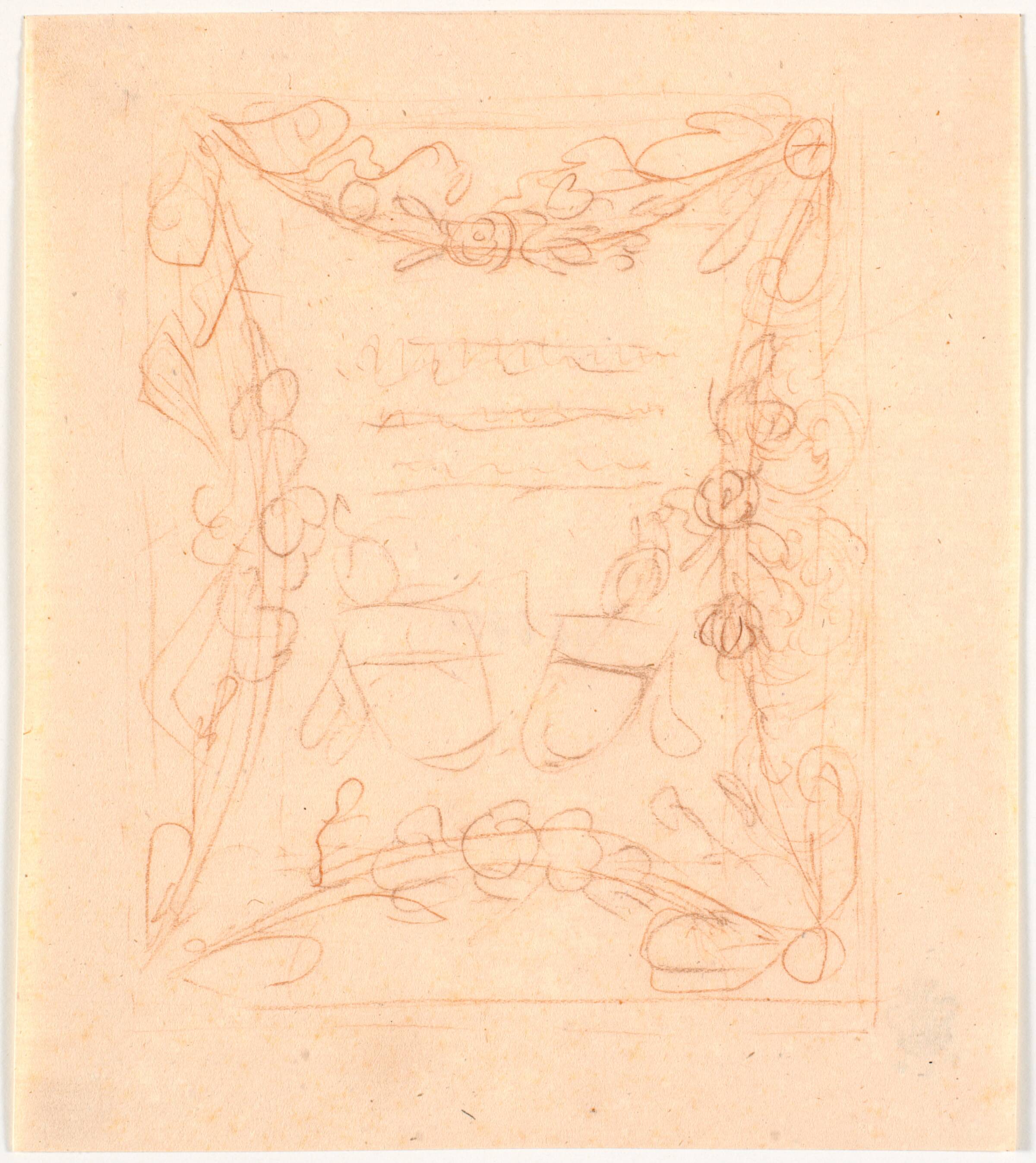 Dekorationsudkast. Udkast til epitafium (eller titelblad), Bénoit Le Coffre, 1671-1722