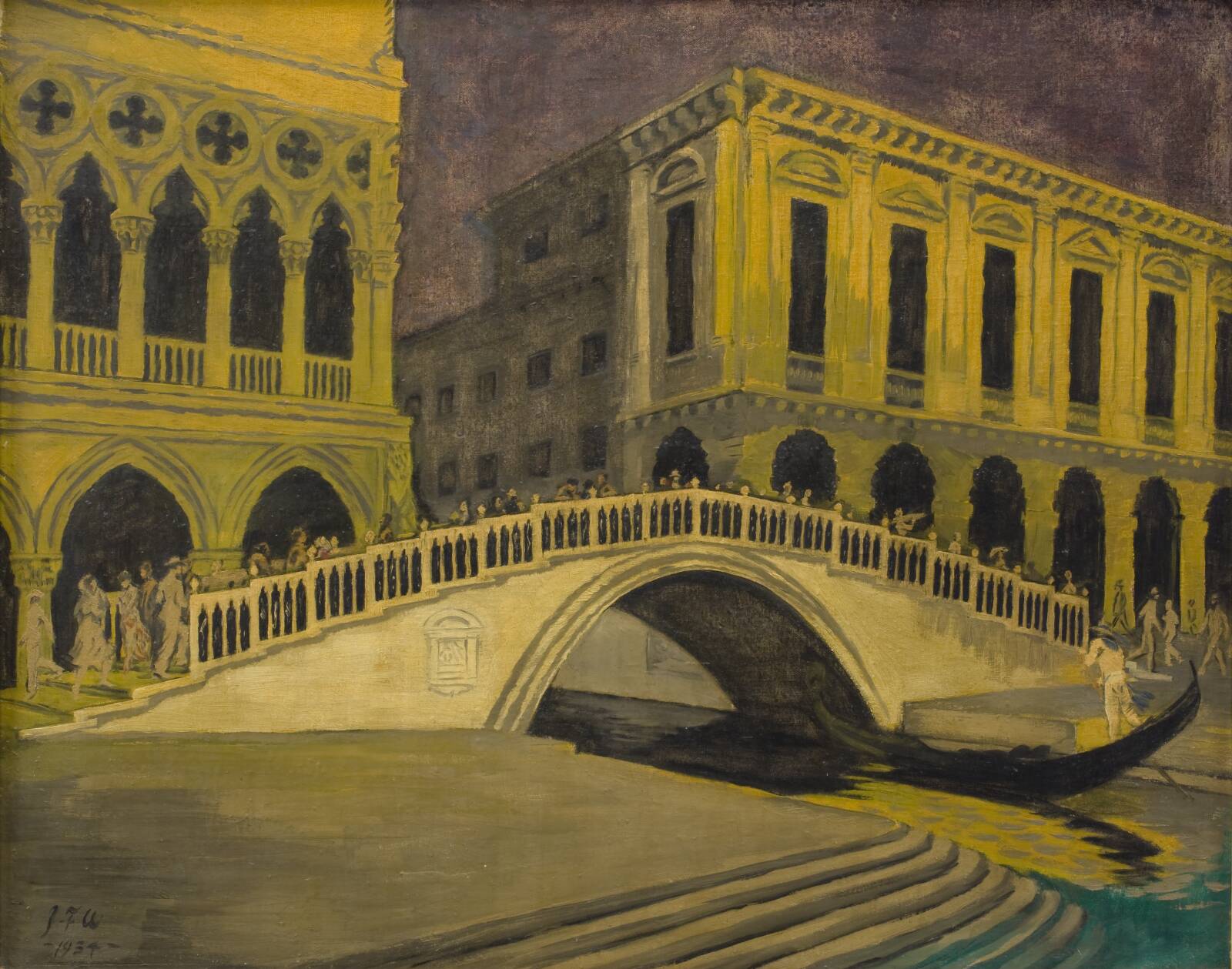 Halmbroen i Venedig. Nat, J.F. Willumsen, 1934