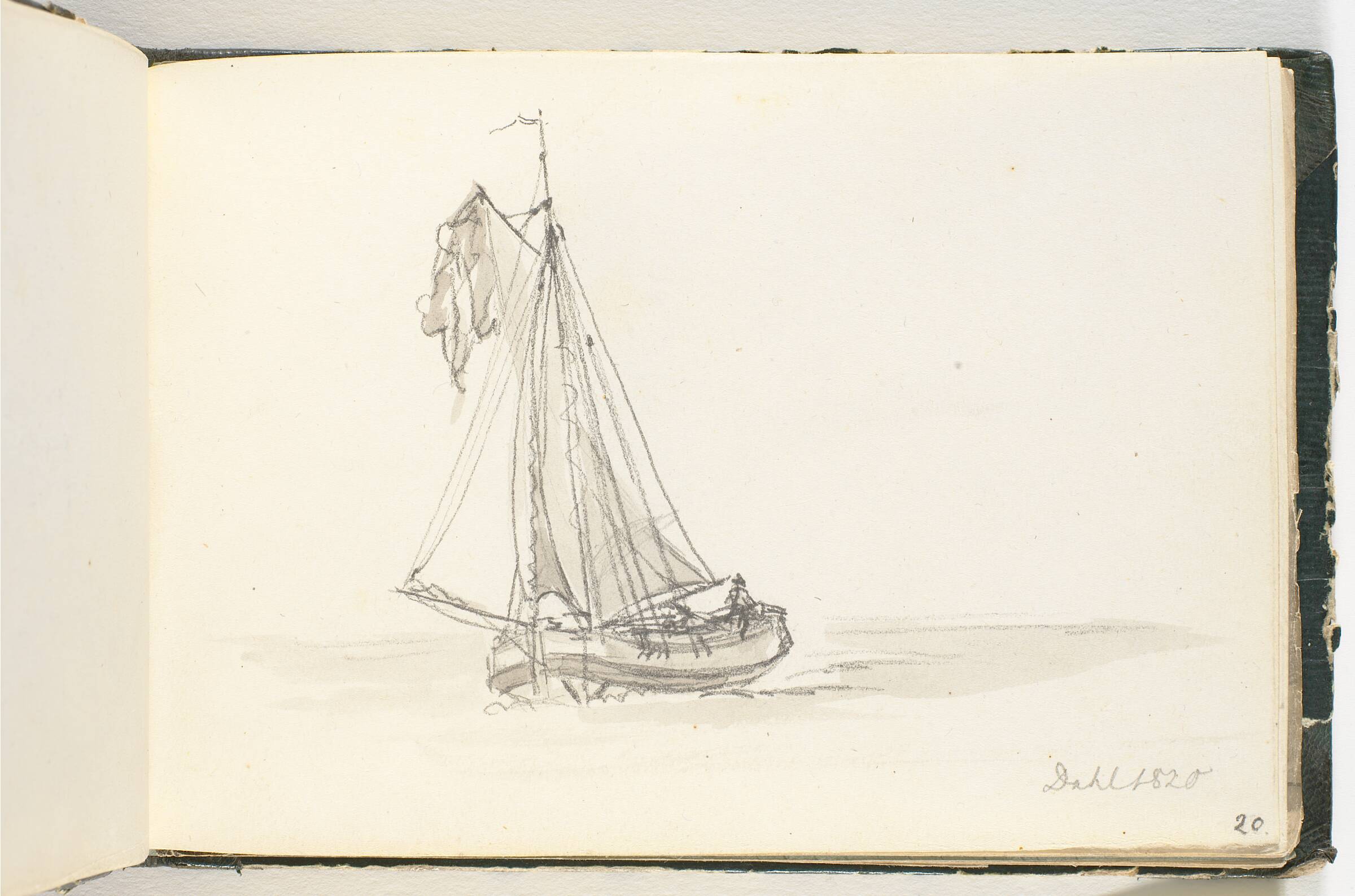 Et stort sejlskib i smult vande, J.C. Dahl, 1820