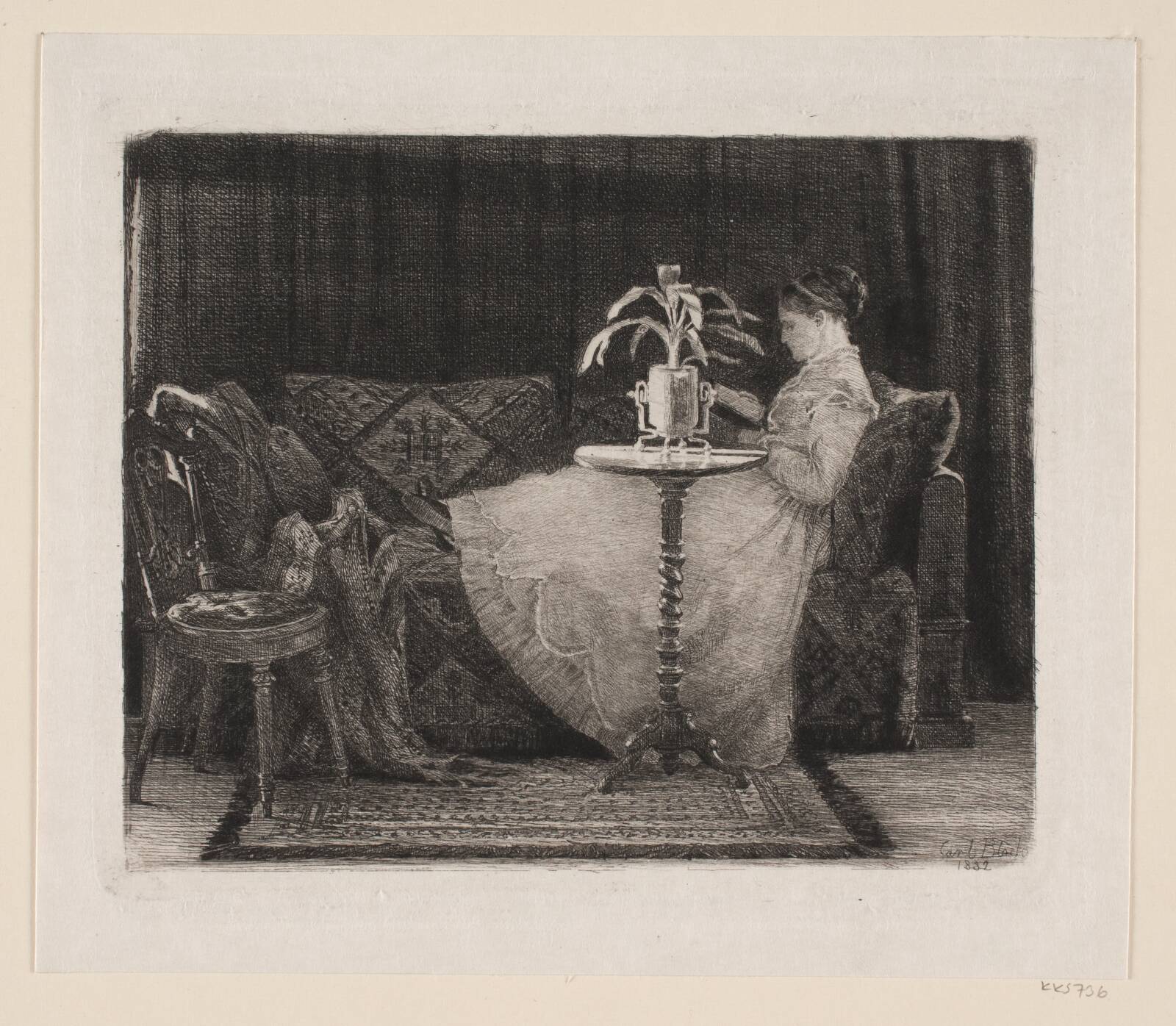 Læsende dame, Carl Bloch, 1882