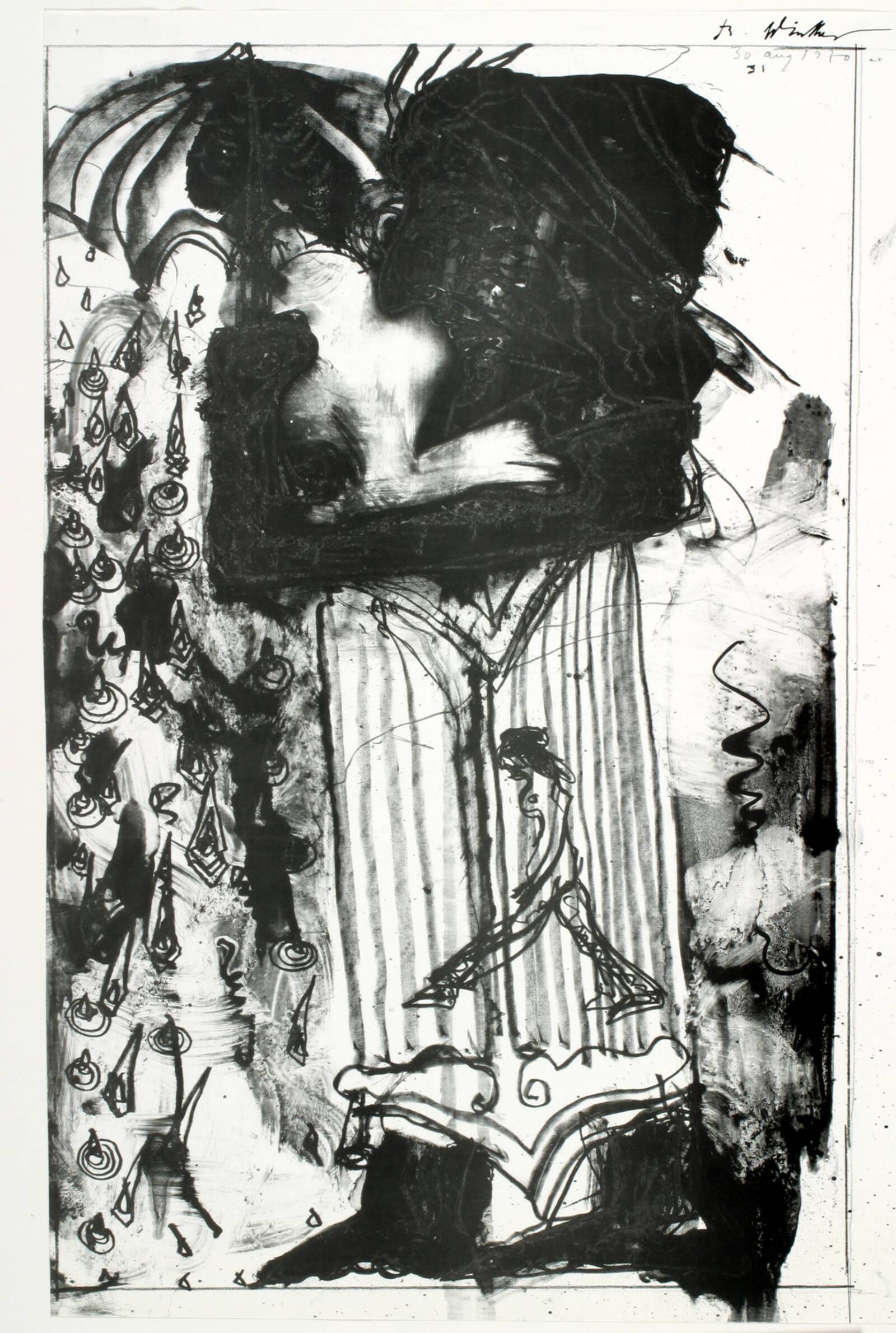 Komposition med mørkt profilhoved, Richard Winther, 1970