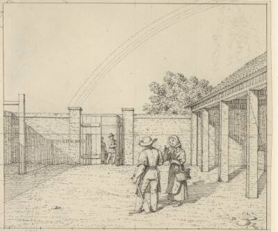 Linearperspectiven anvendt paa malerkunsten - Udkast til ikke anvendt Version af Tavle V,2 - Regnbuen over gårdsrummet.