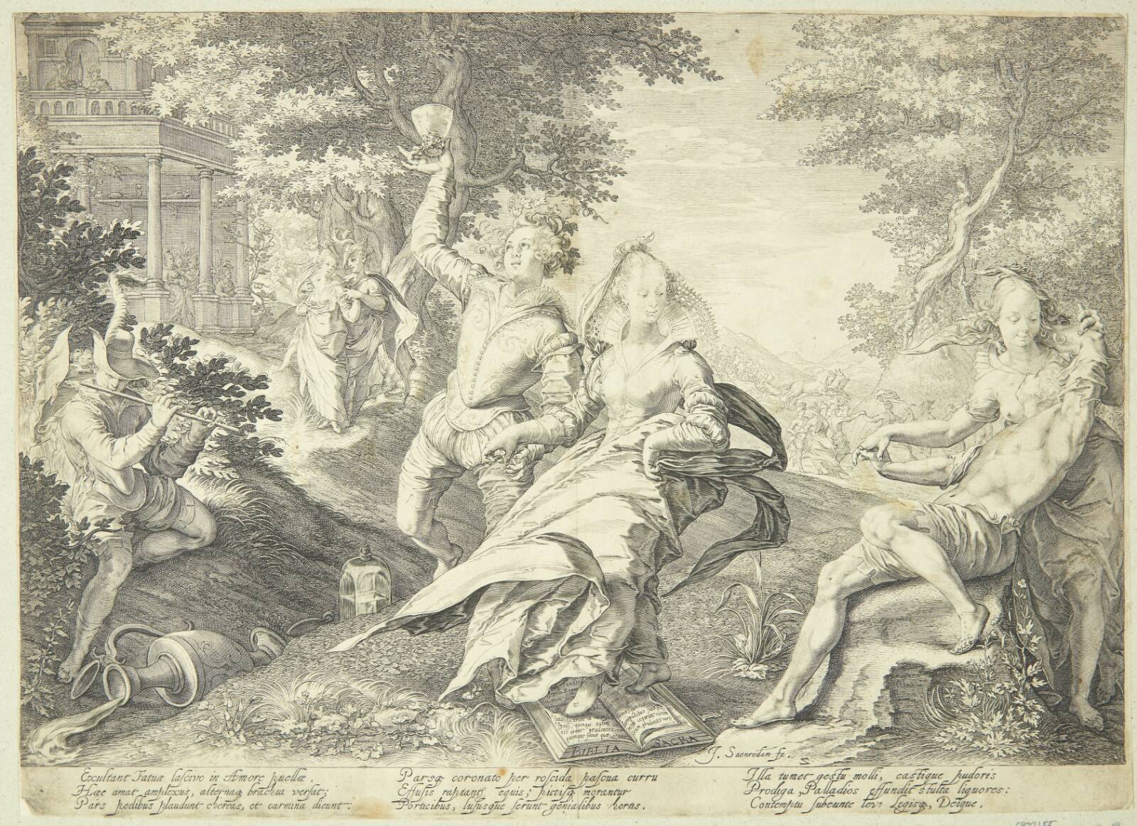 De uforstandige jomfruer fester, Jan Saenredam, 1604-1608