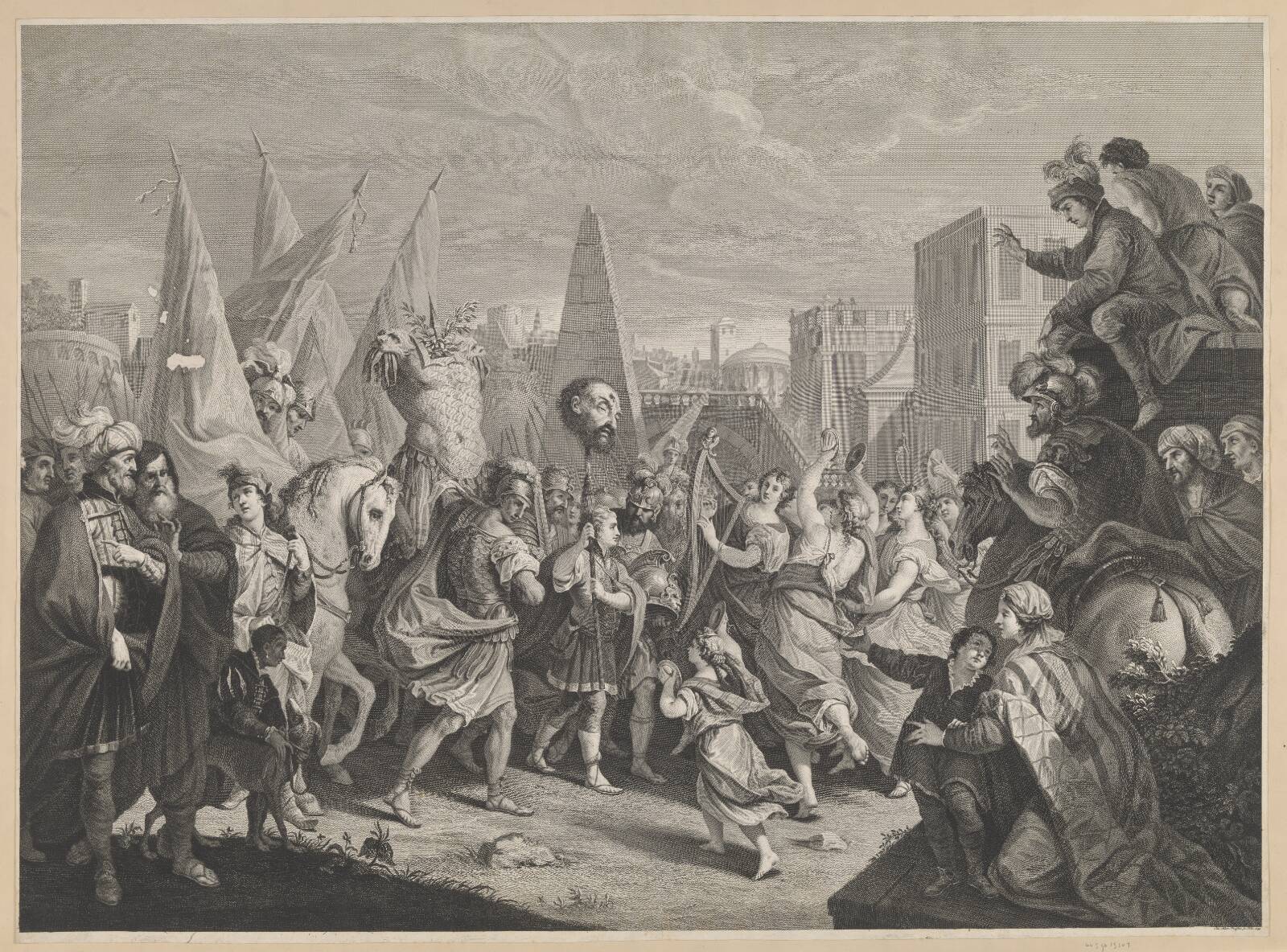 Davids i triumf efter kampen med Goliath, J.M. Preisler, 1739