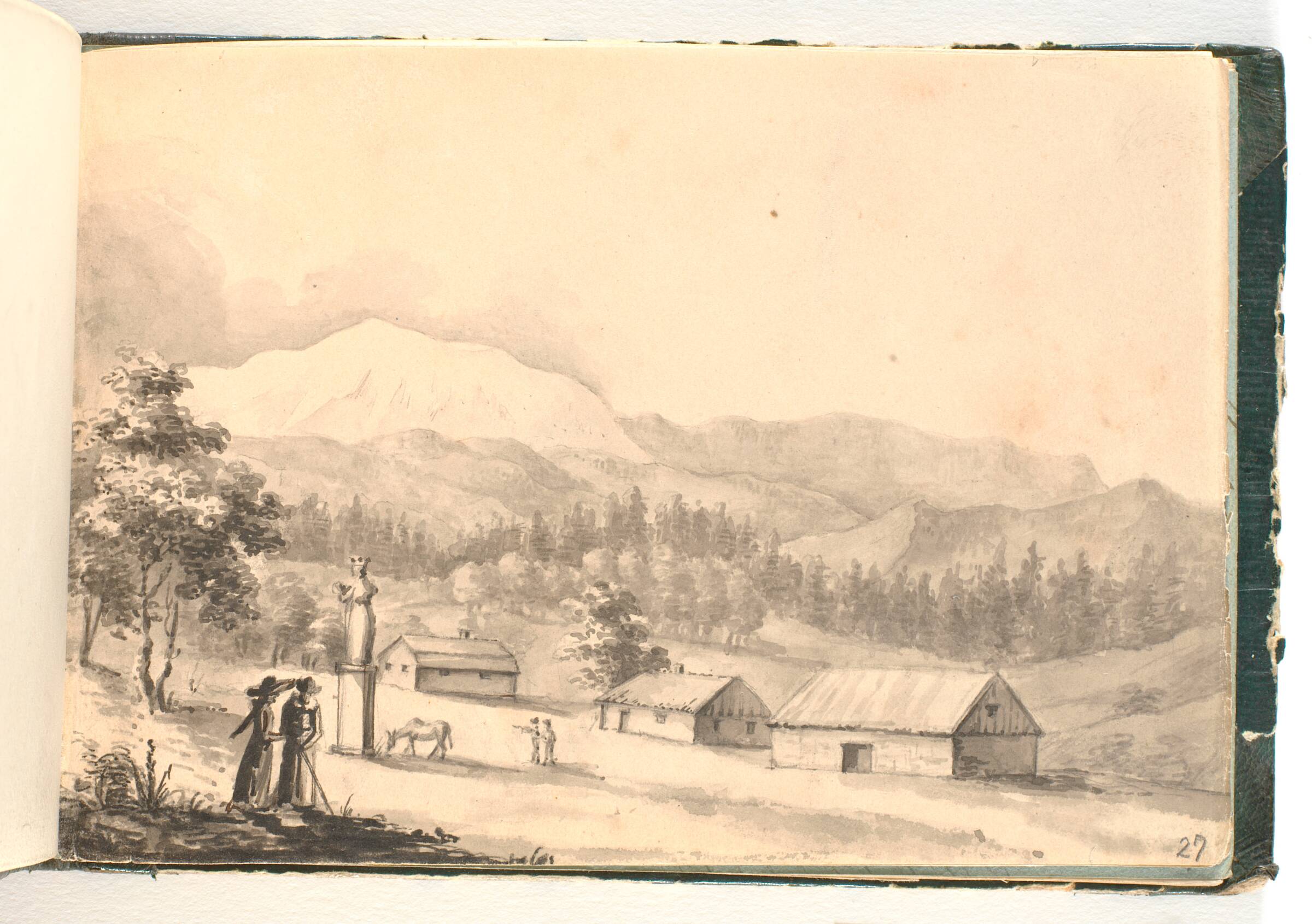 Rids af en stående mand i profil, C.F. Zeuthen, 1820-1829