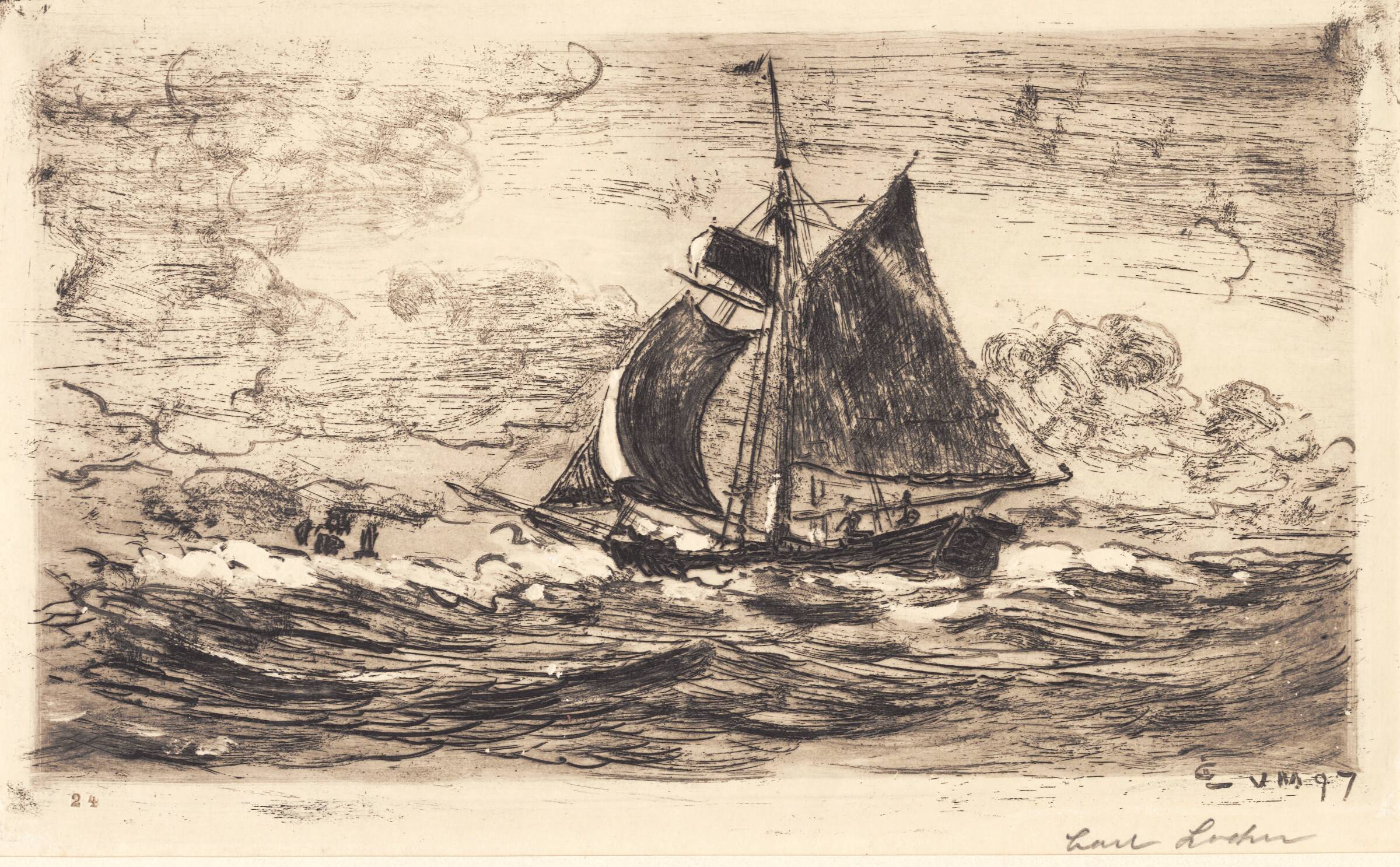En jagt, der lænser, Carl Locher, 1897