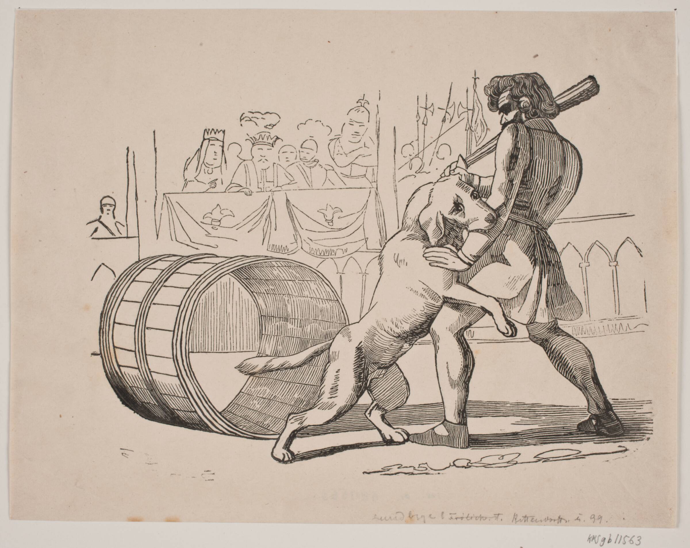 Macaires kamp med hunden, Axel Theodor Kittendorff, 1839
