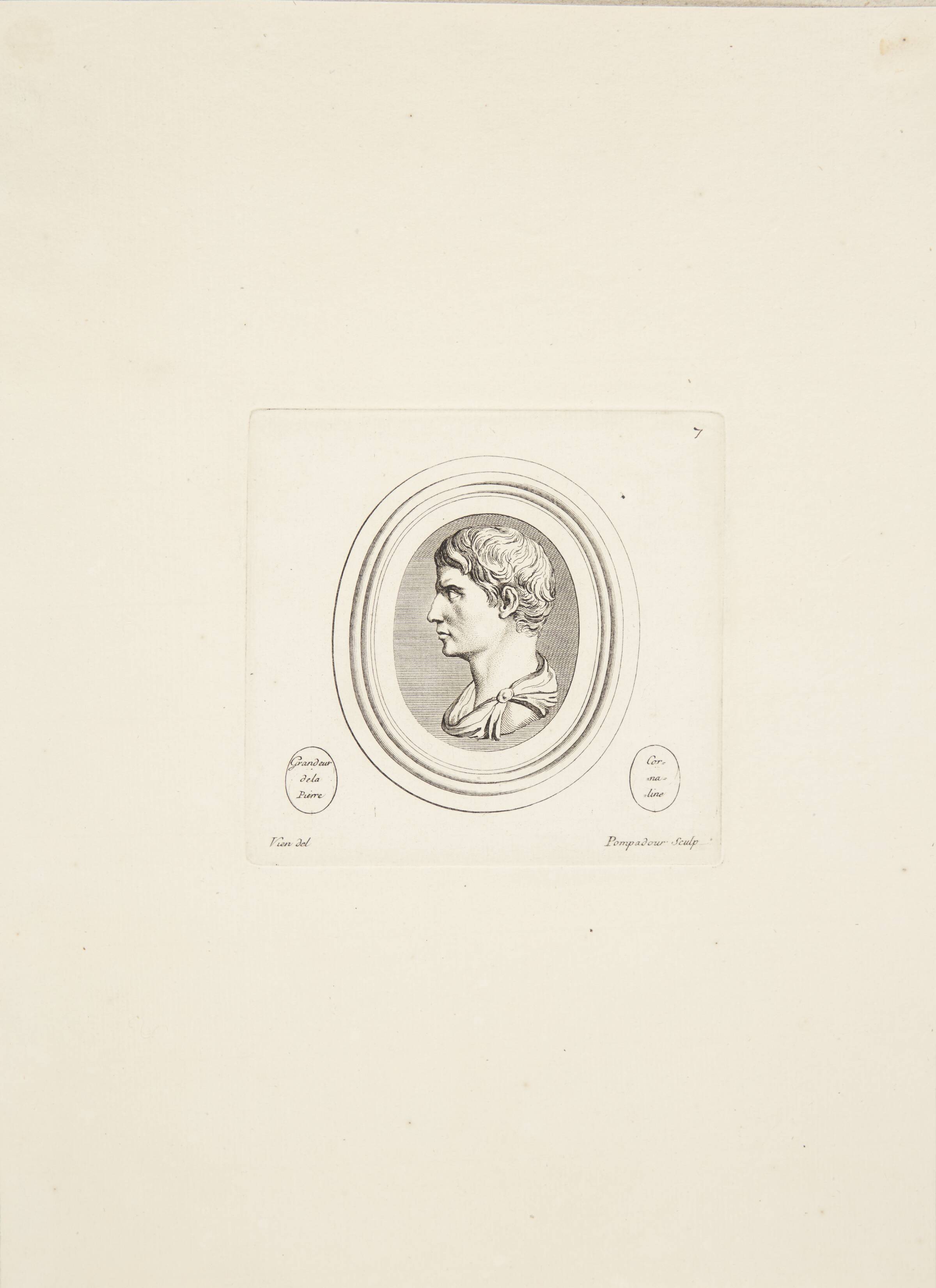 Mandshoved i profil mod venstre, Madame de Pompadour, 1753-1757