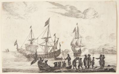 Havnescene med skibe der salutterer
