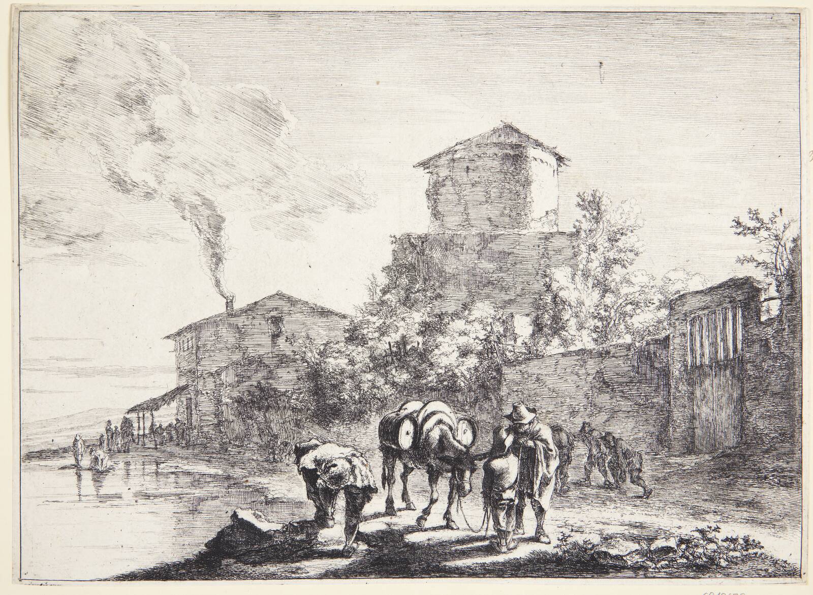 Mand med et mulæsel, Via Appia, Jan Both, 1618-1654