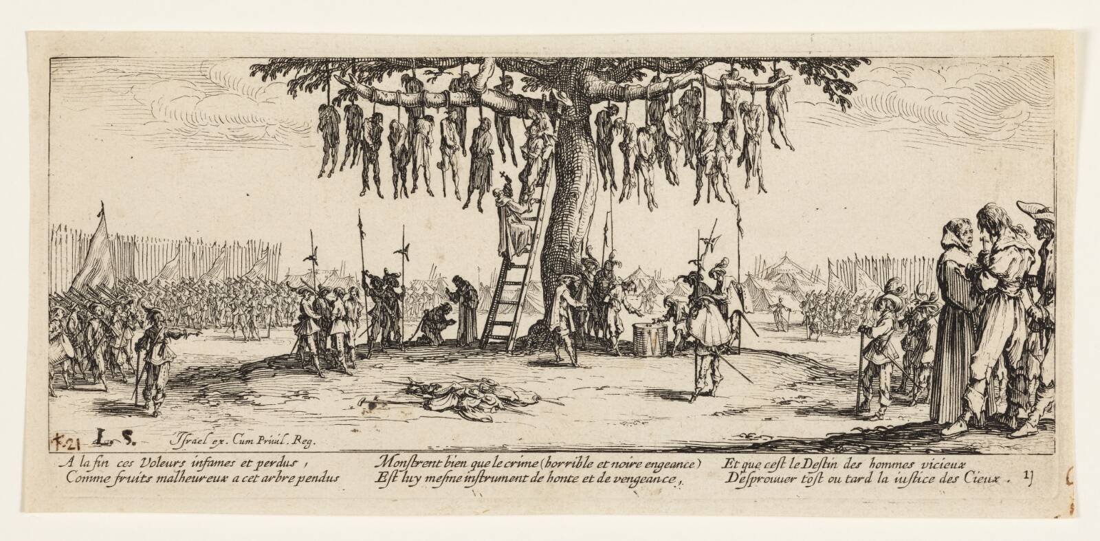 Afstraffelse ved hængning, Jacques Callot, 1633