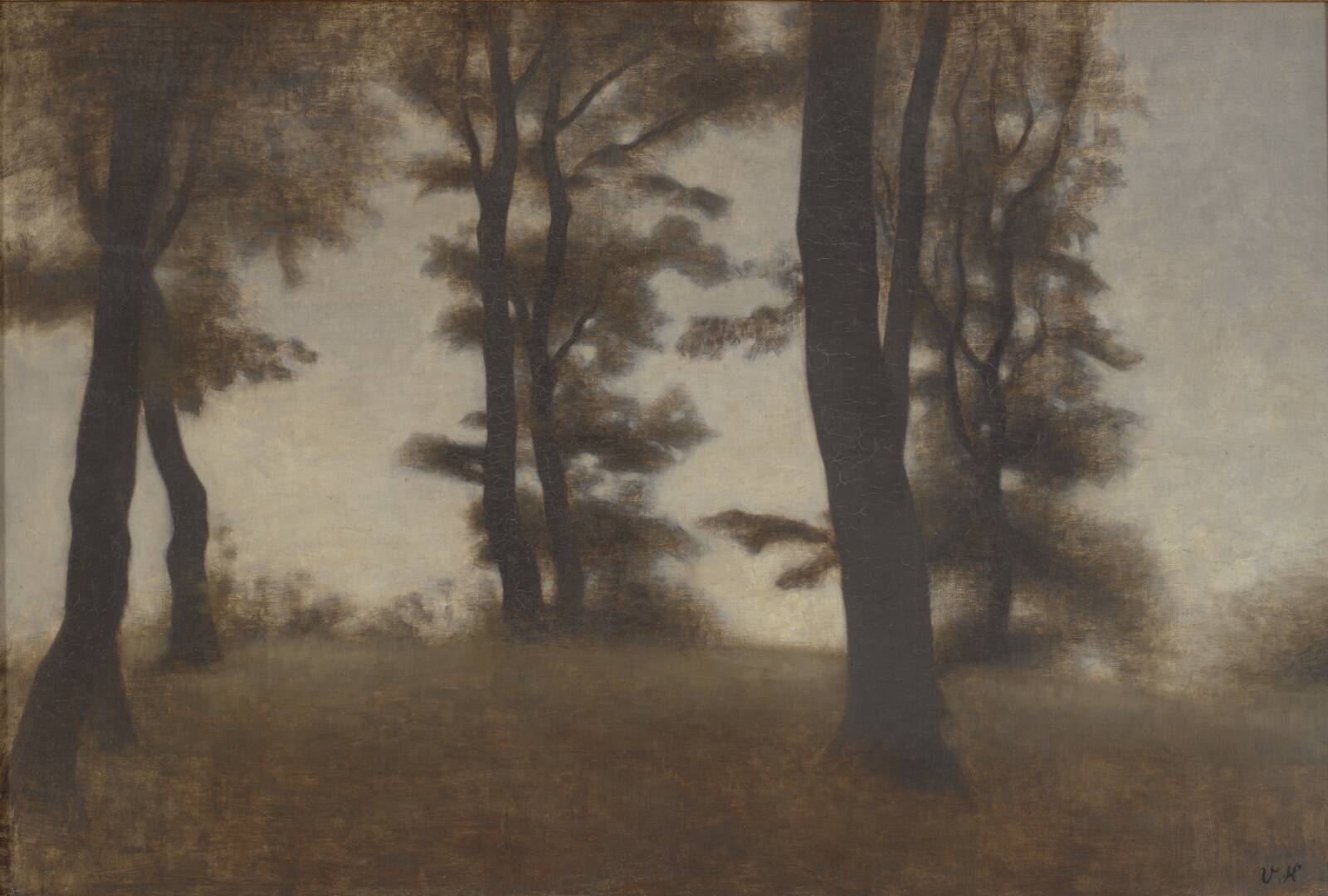 Tree Trunks. Arresødal near Frederiksværk, North Zealand, by Vilhelm Hammershøi, 1904