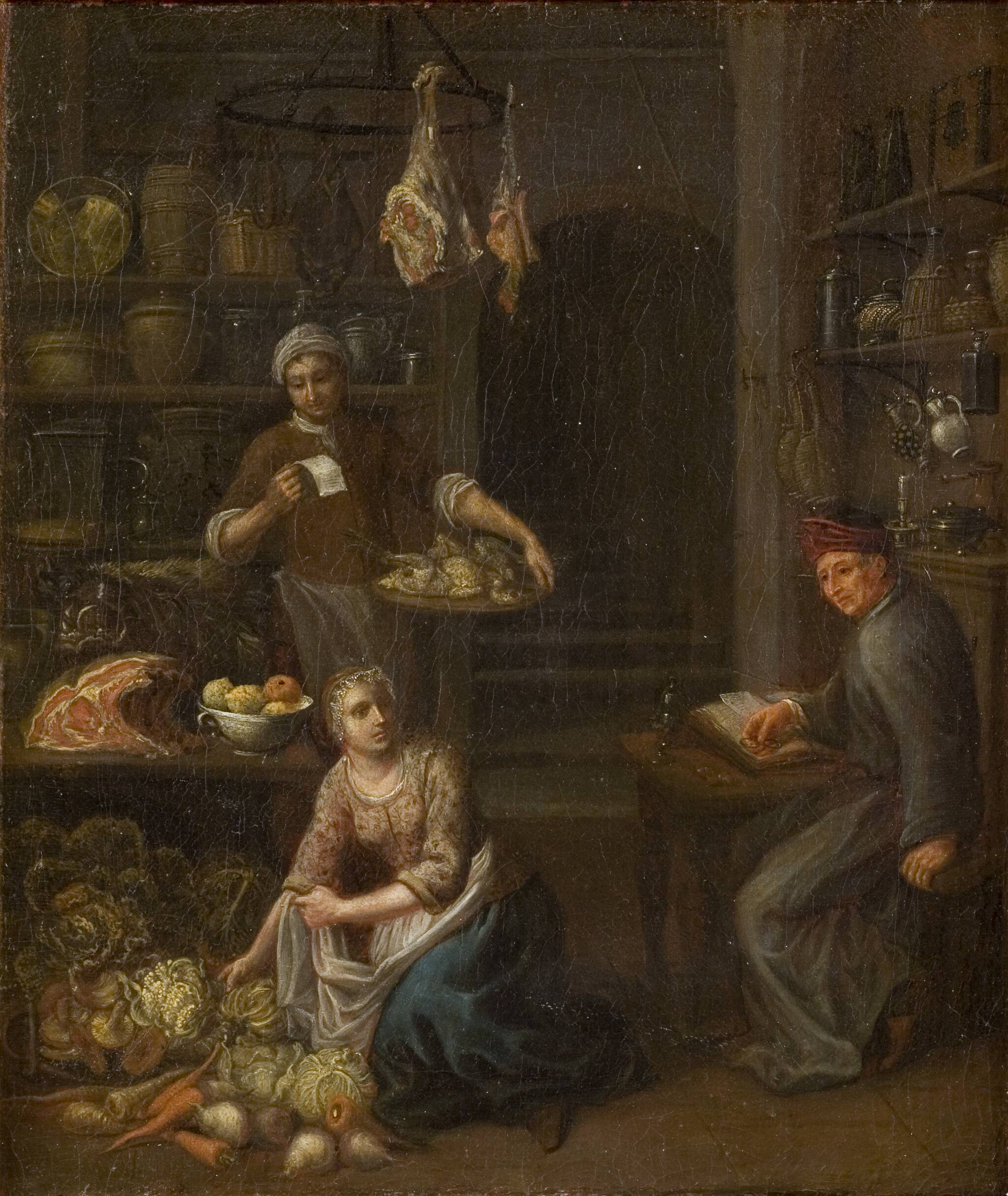 I køkkenet aflægges regnskab for det 1637 – 1702, Gerrit Lundens SMK Open