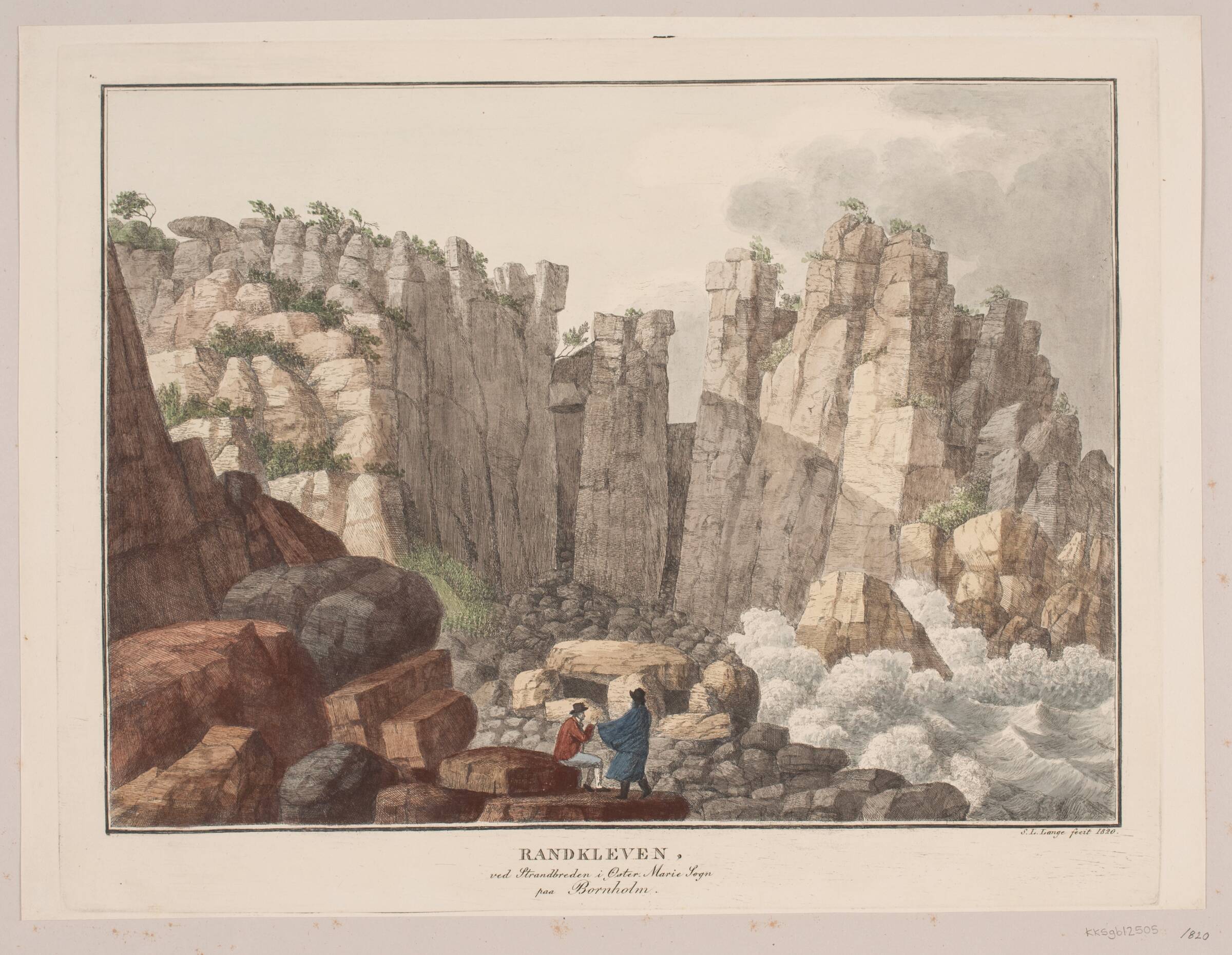 Randkleven ved strandbredden i Østermarie sogn på Bornholm, Søren L. Lange, 1820