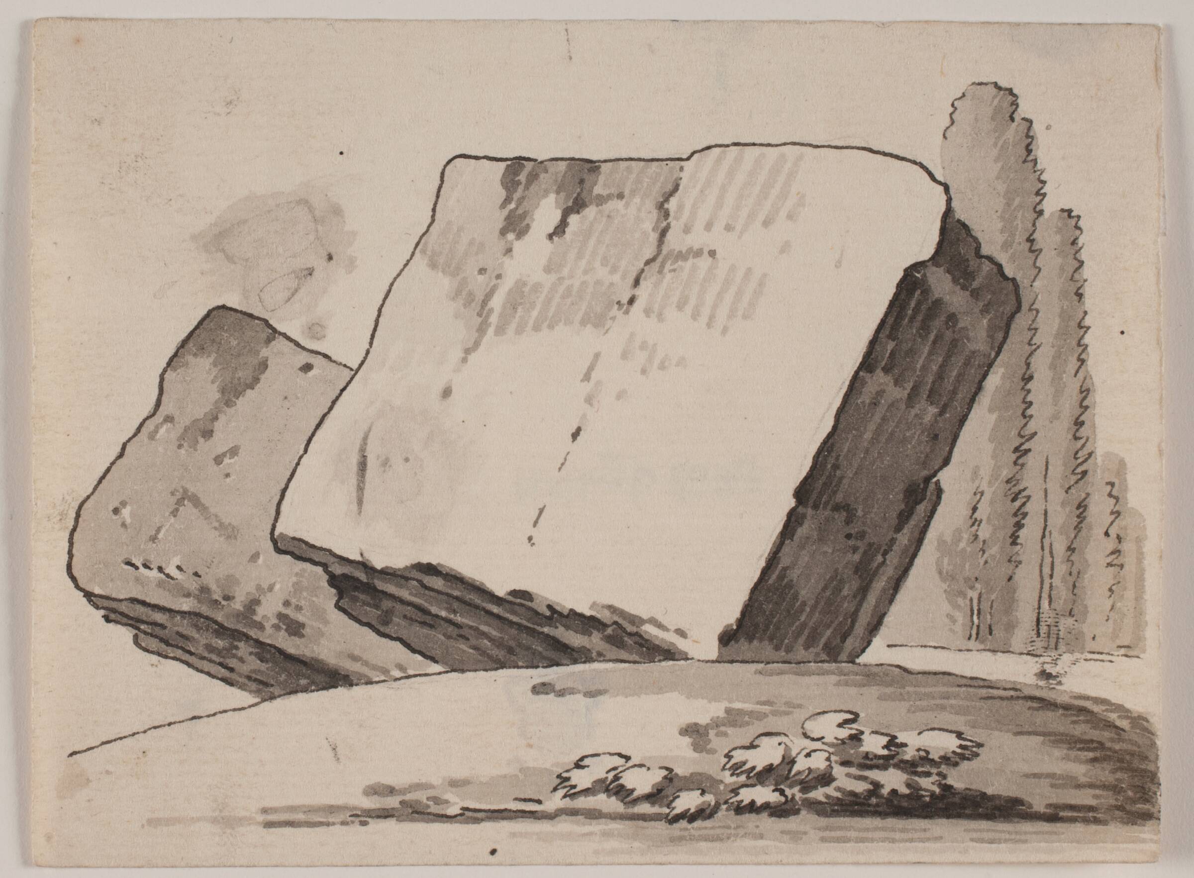 Ruinfragmenter og cypresser, Jens Petersen Lund, 1730-1793