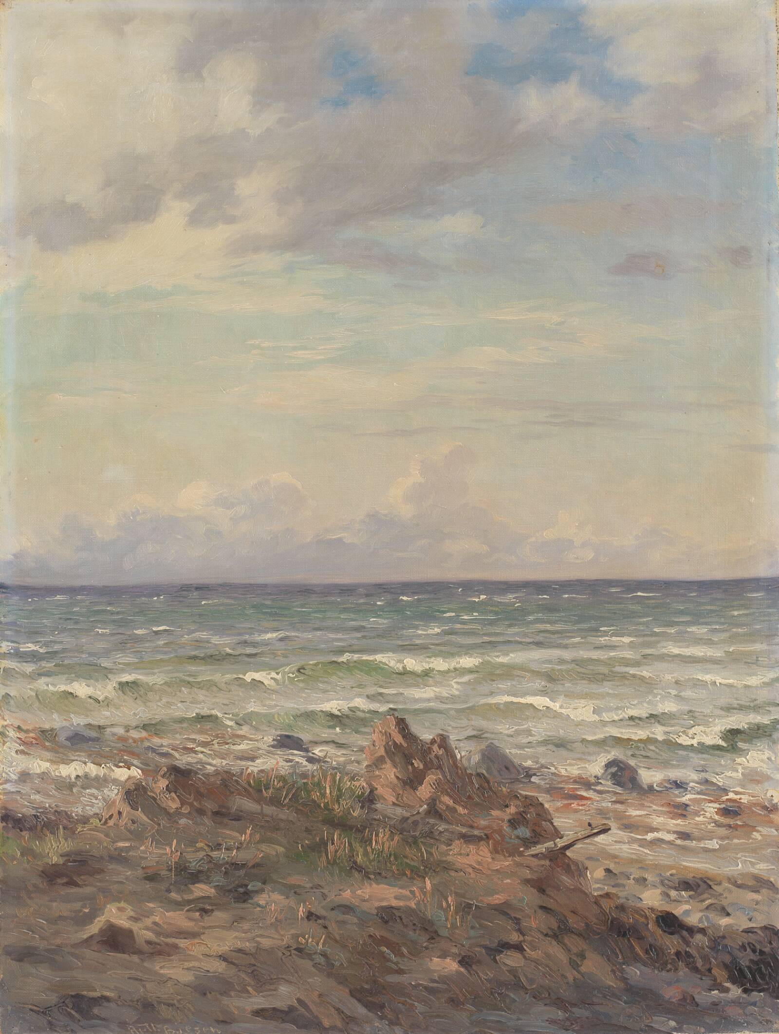 Kystparti med stenet strand, A.W. Boesen, 1757-1857