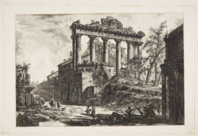 Det såkaldte Concordia-tempel, med Saturn-templet og Septimius Severus' triumfbue til højre