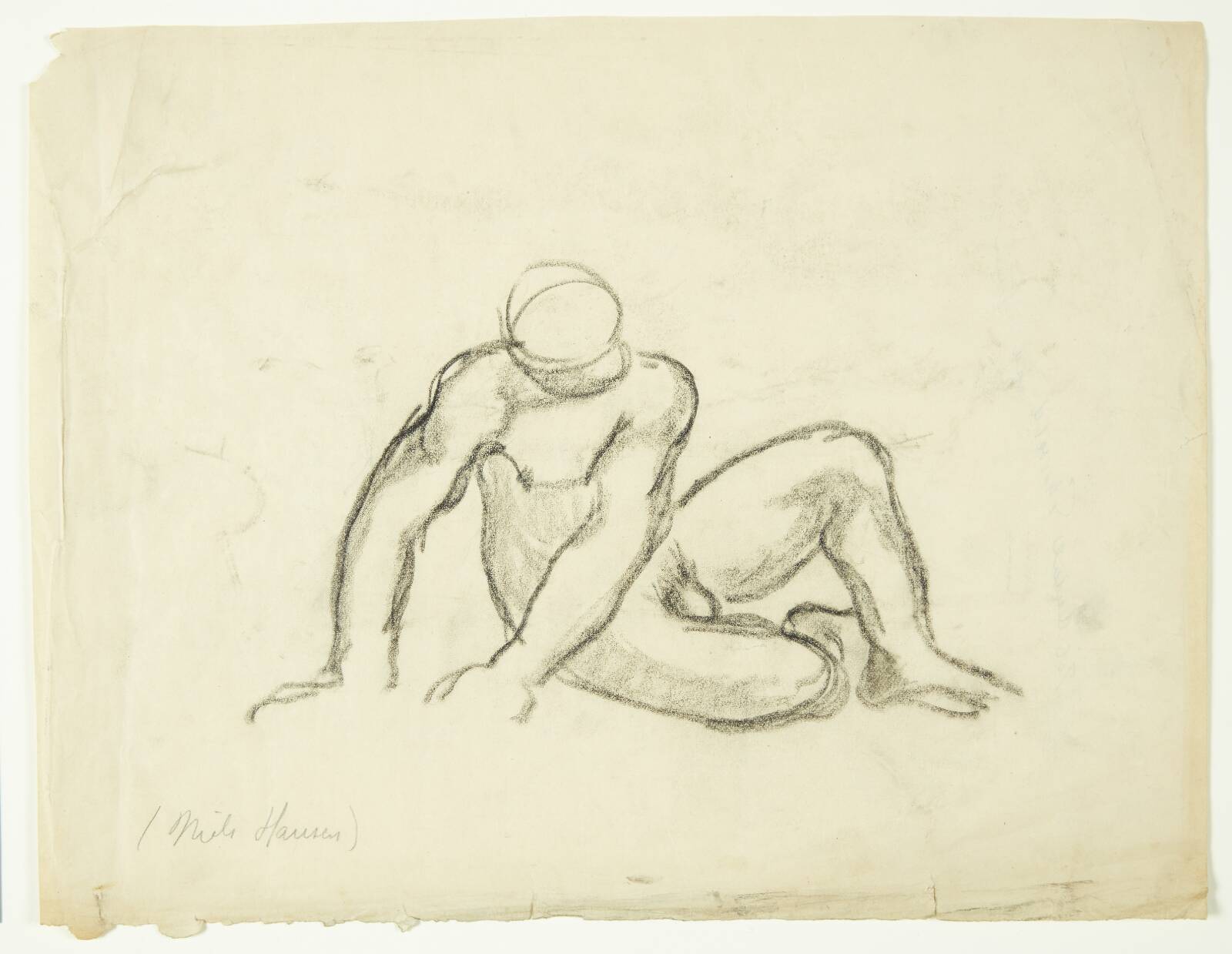 Studie af siddende nøgen mand, Niels Hansen, 1896-1946
