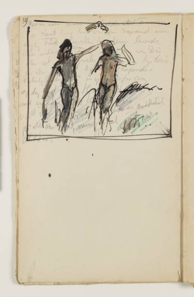 Studie af to stående figurer, næsten identiske med figurer i kunstnerens maleri "Elskov, opus I", 1915