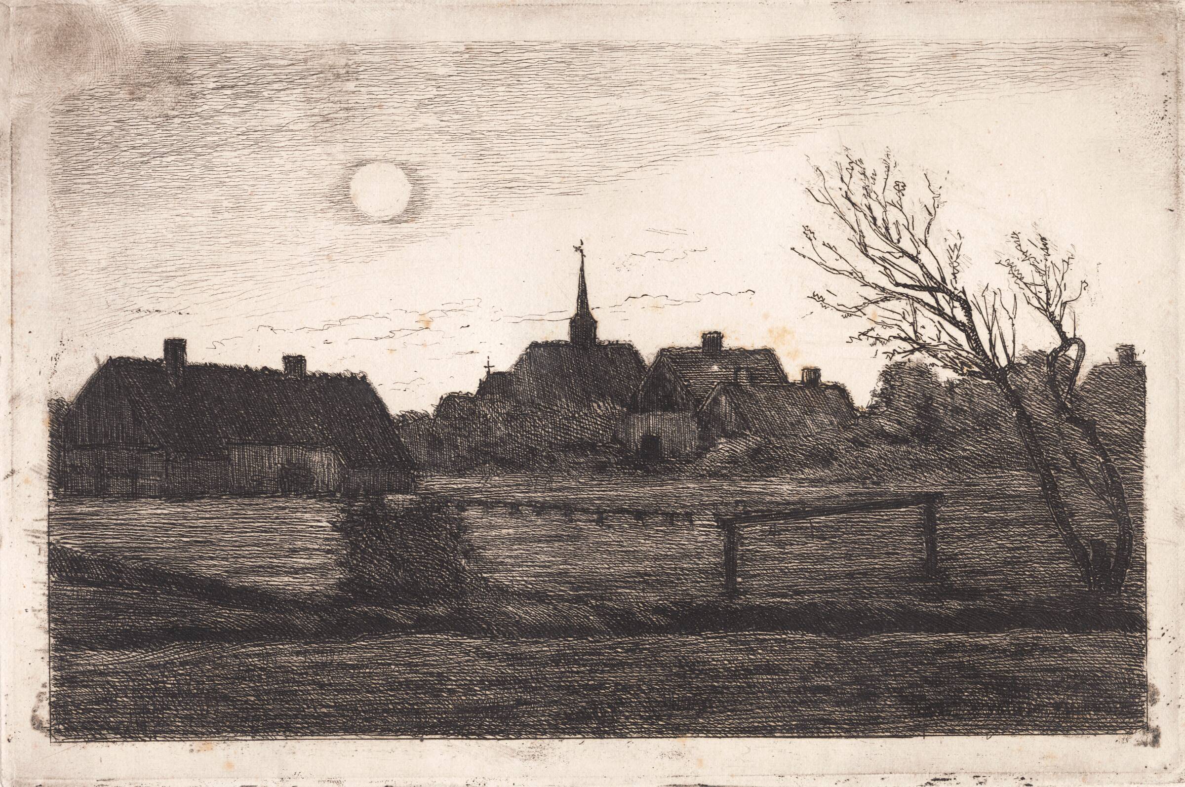 Hornbæk kirke, sommeraften, Carl Locher, 1887