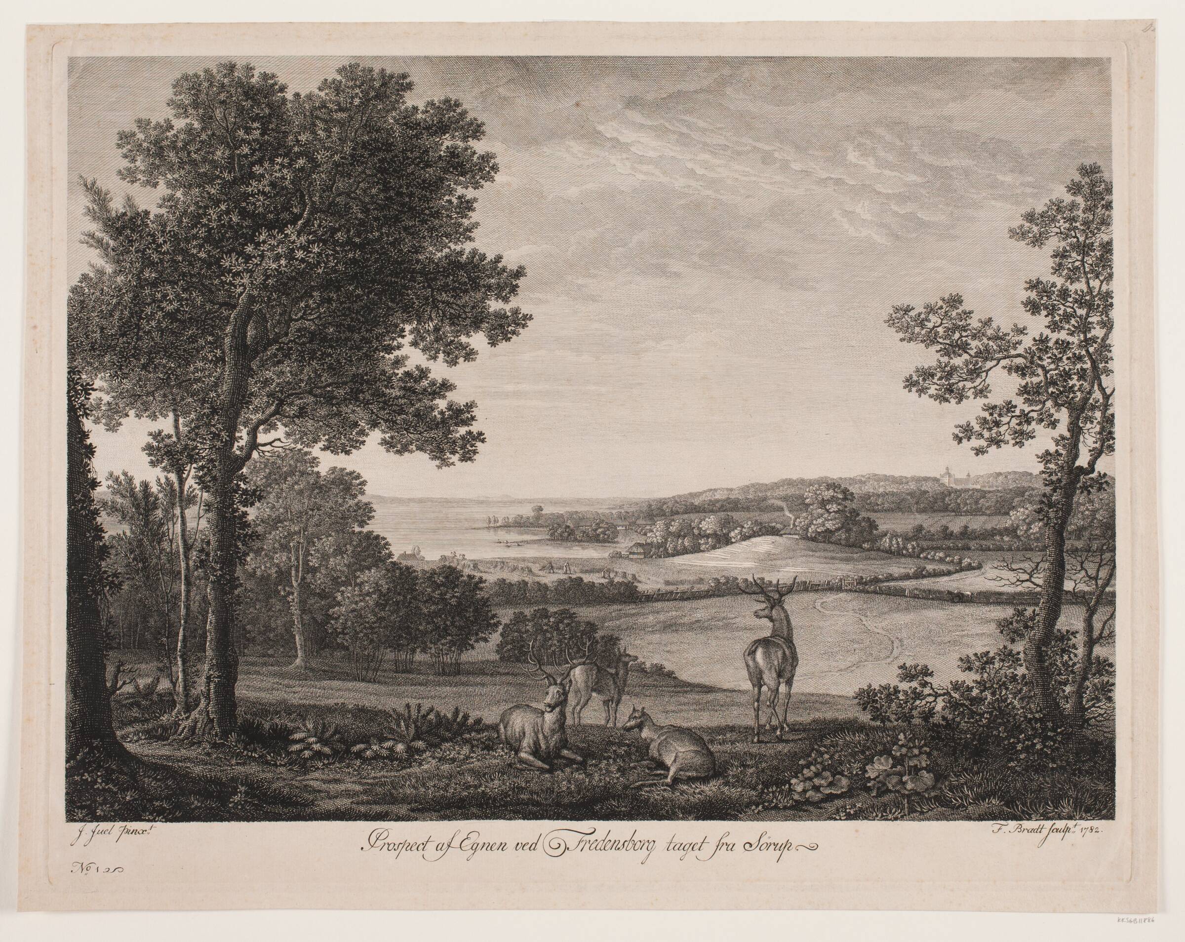 Prospekt af egnen ved Fredensborg taget fra Sørup, Bradt, F.L., 1782