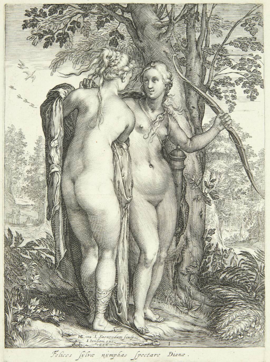 Diana og en nymfe ved et træ