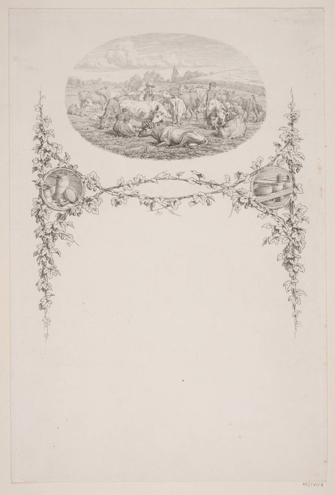Udkast til Det Kongelige Landhusholdningsselskabs diplom, by Jørgen V. Sonne, 1801-1890