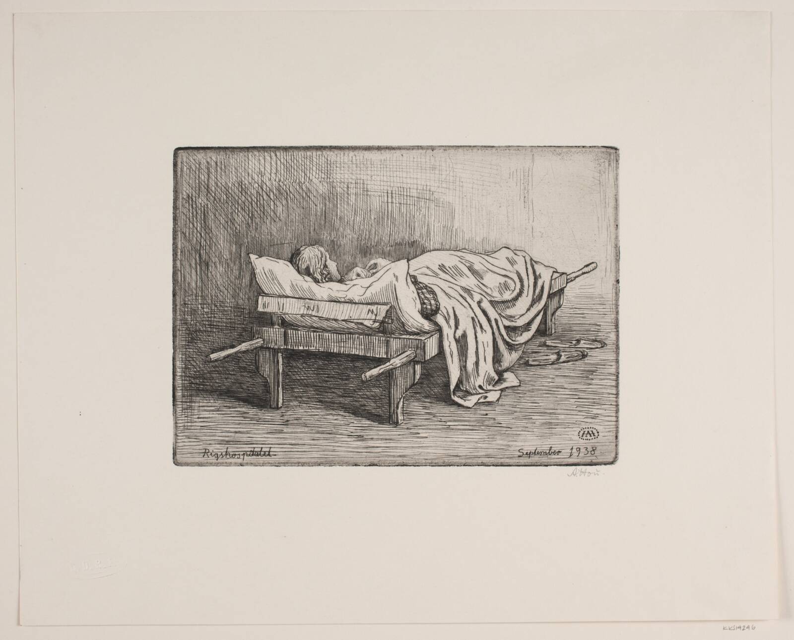 Pigen på båren, Axel Hou, 1938