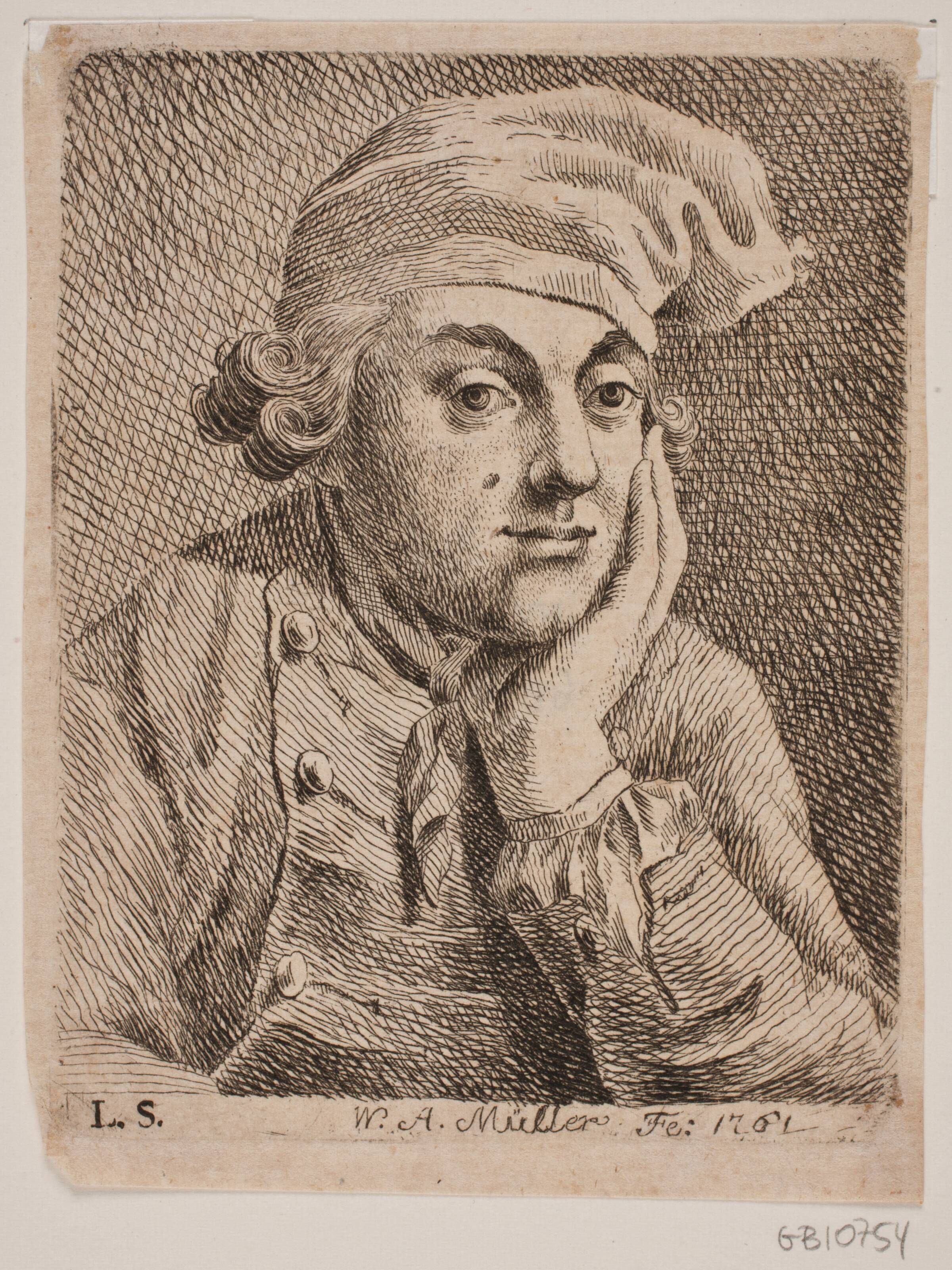 Brystbillede af en ung Mand med Hue, W.A. Müller, 1761