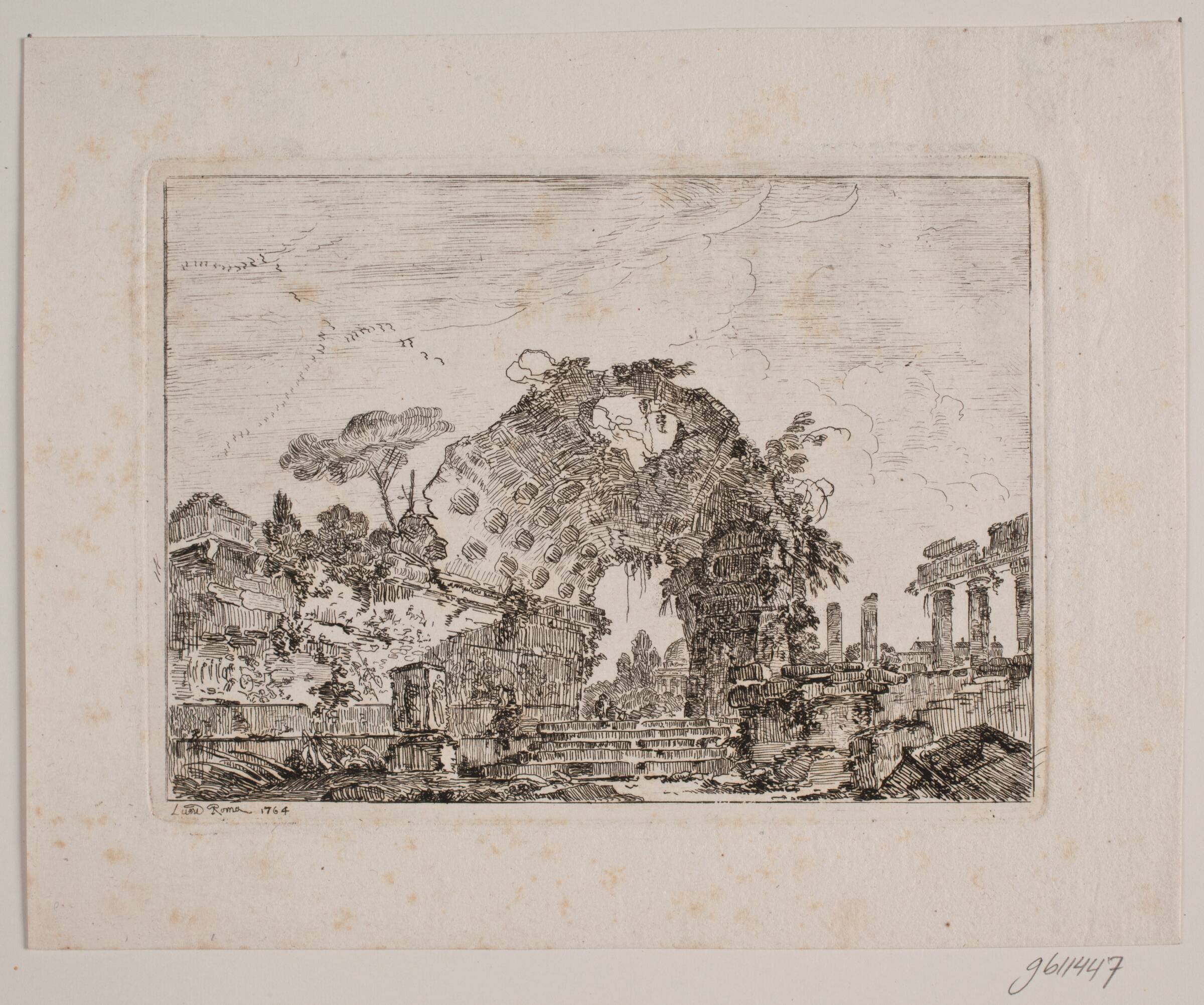 Antikke runiner af et tempel, Jens Petersen Lund, 1764