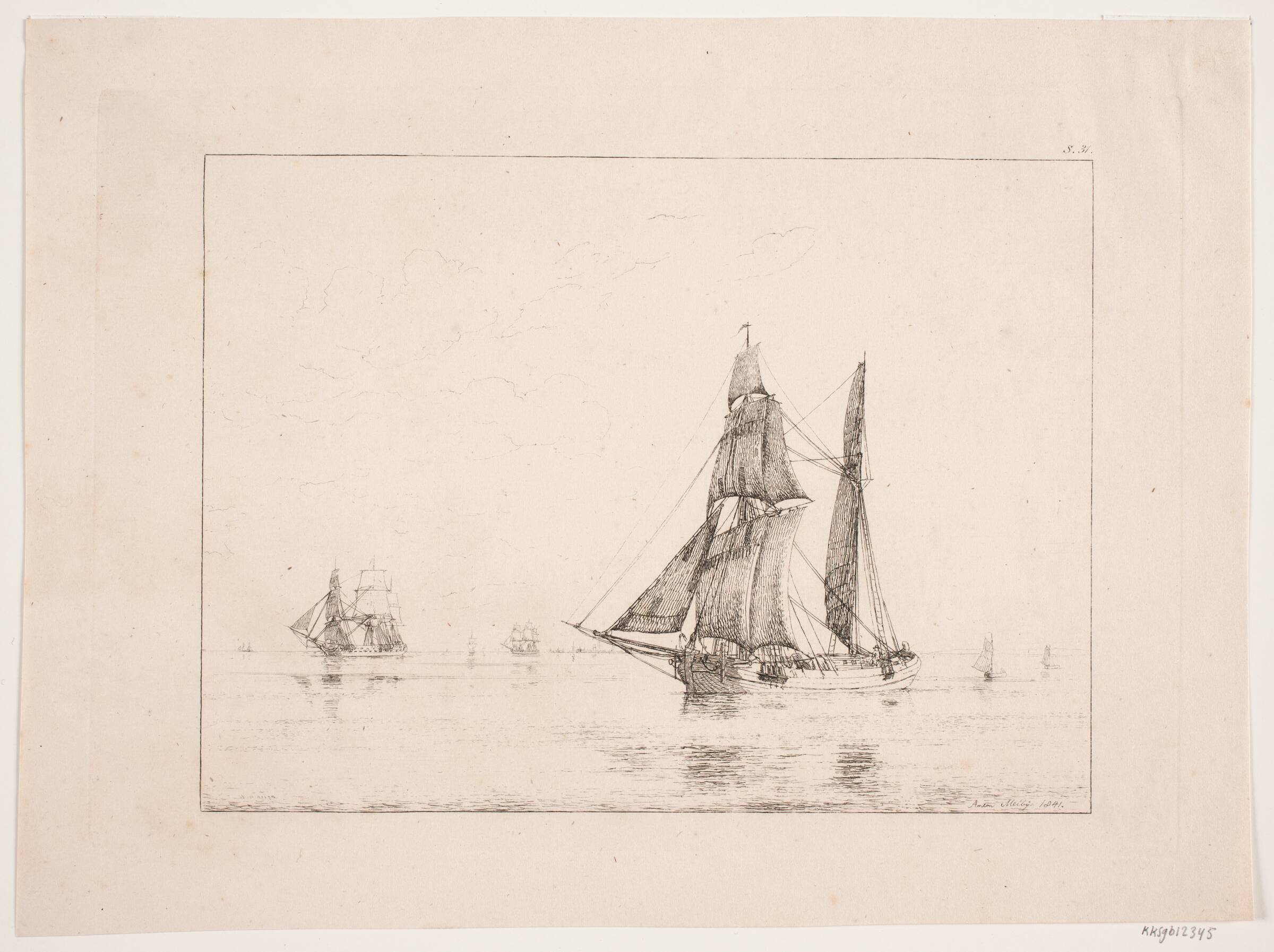 En kuf i stille vejr, Anton Melbye, 1841